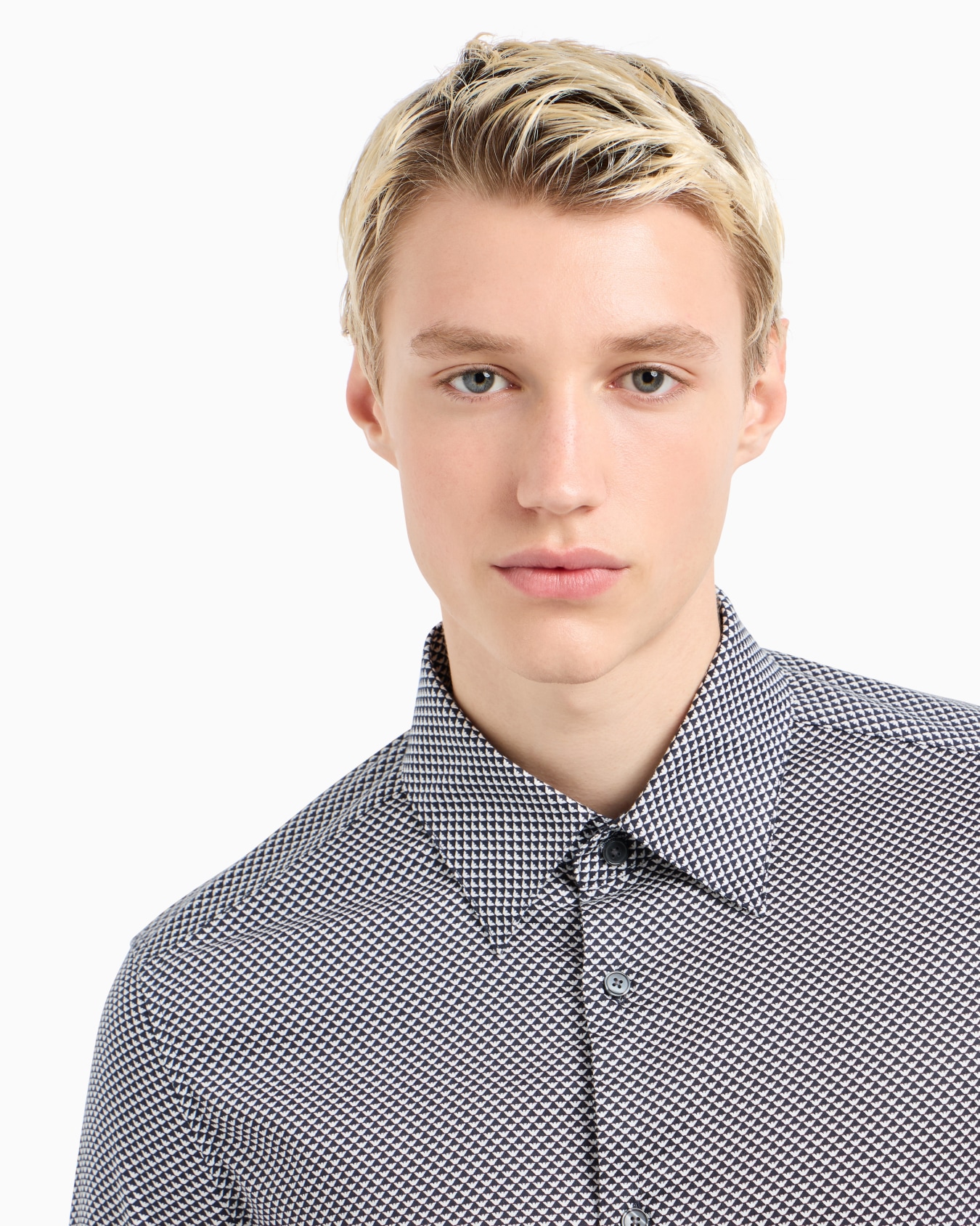 Printed-pattern stretch cotton shirt Slide 4