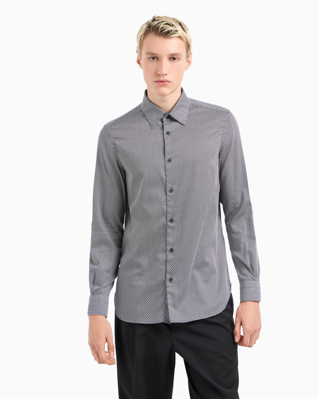 Printed-pattern stretch cotton shirt Slide 3