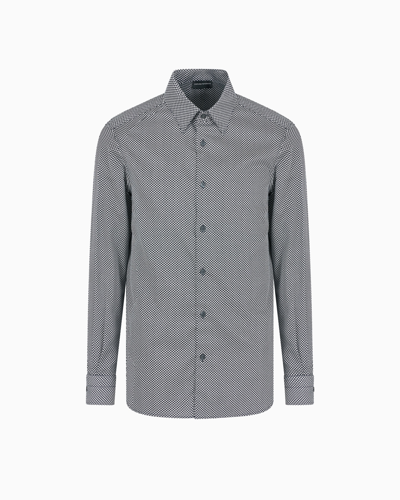 Printed-pattern stretch cotton shirt Slide 0