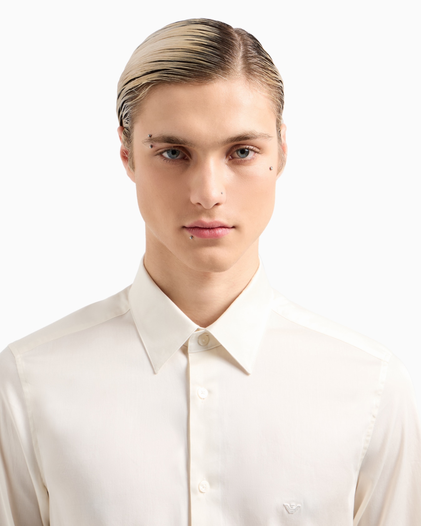 Printed-pattern stretch cotton shirt Slide 4