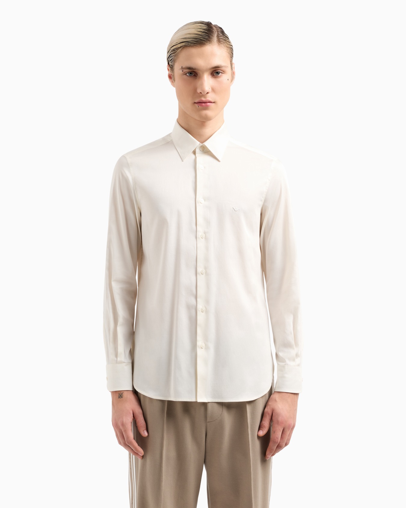 Printed-pattern stretch cotton shirt Slide 3