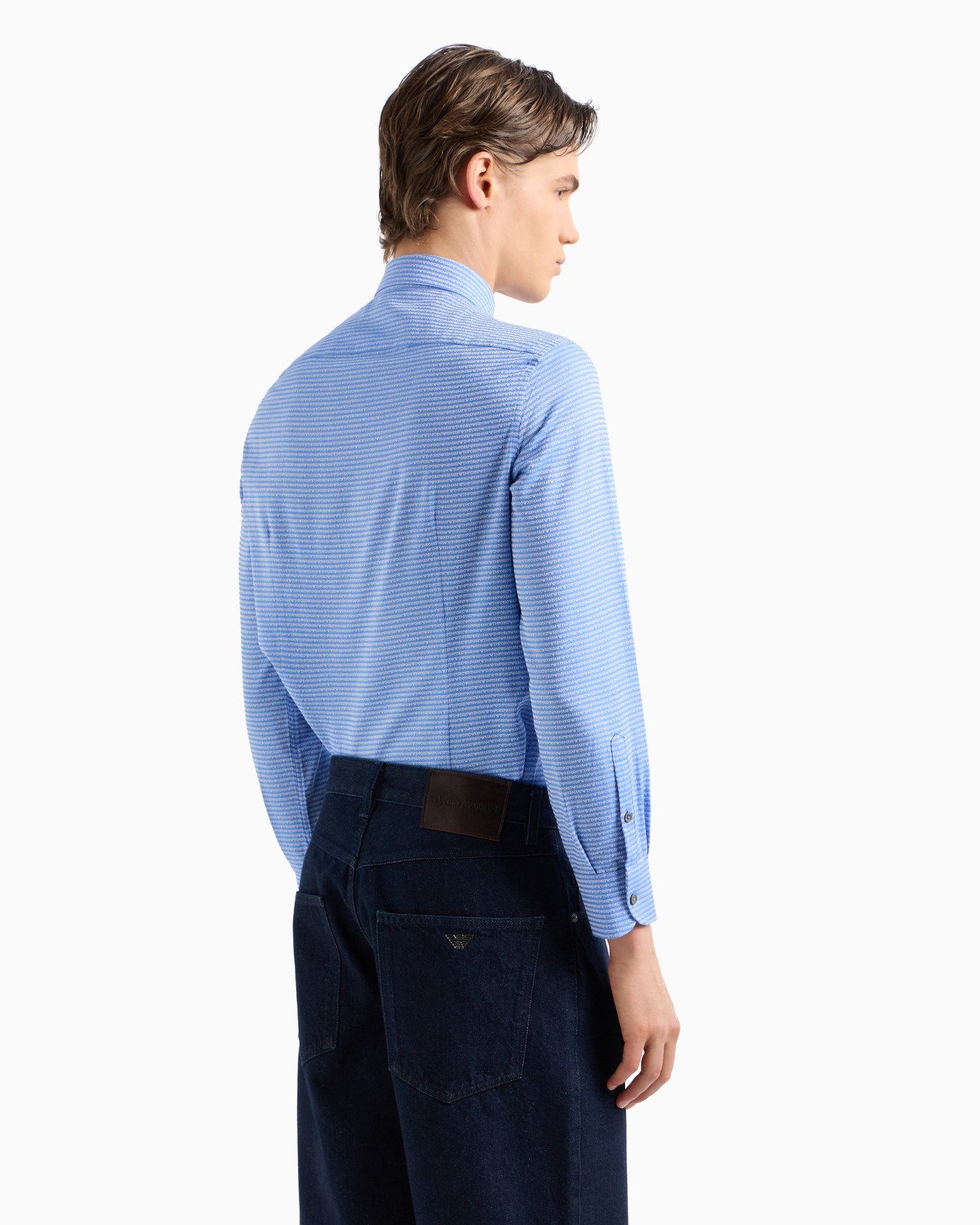 Cotton shirt with all-over jacquard logo Slide 2