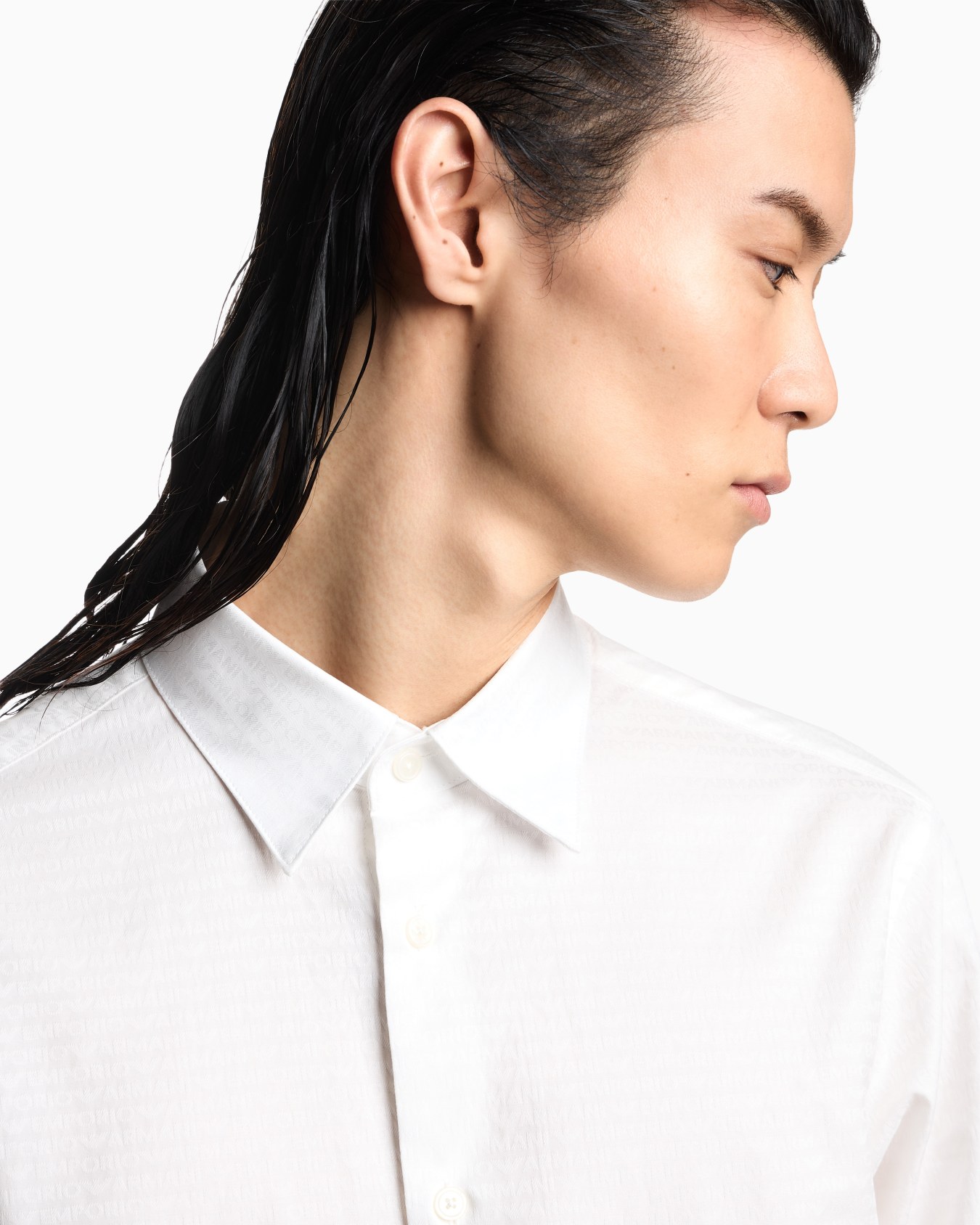 Camicia in tessuto jacquard lettering all over Slide 4