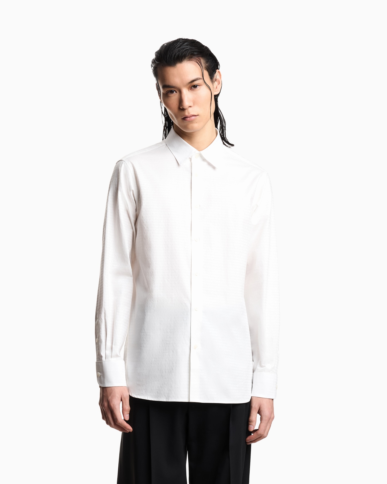 Camicia in tessuto jacquard lettering all over Slide 3