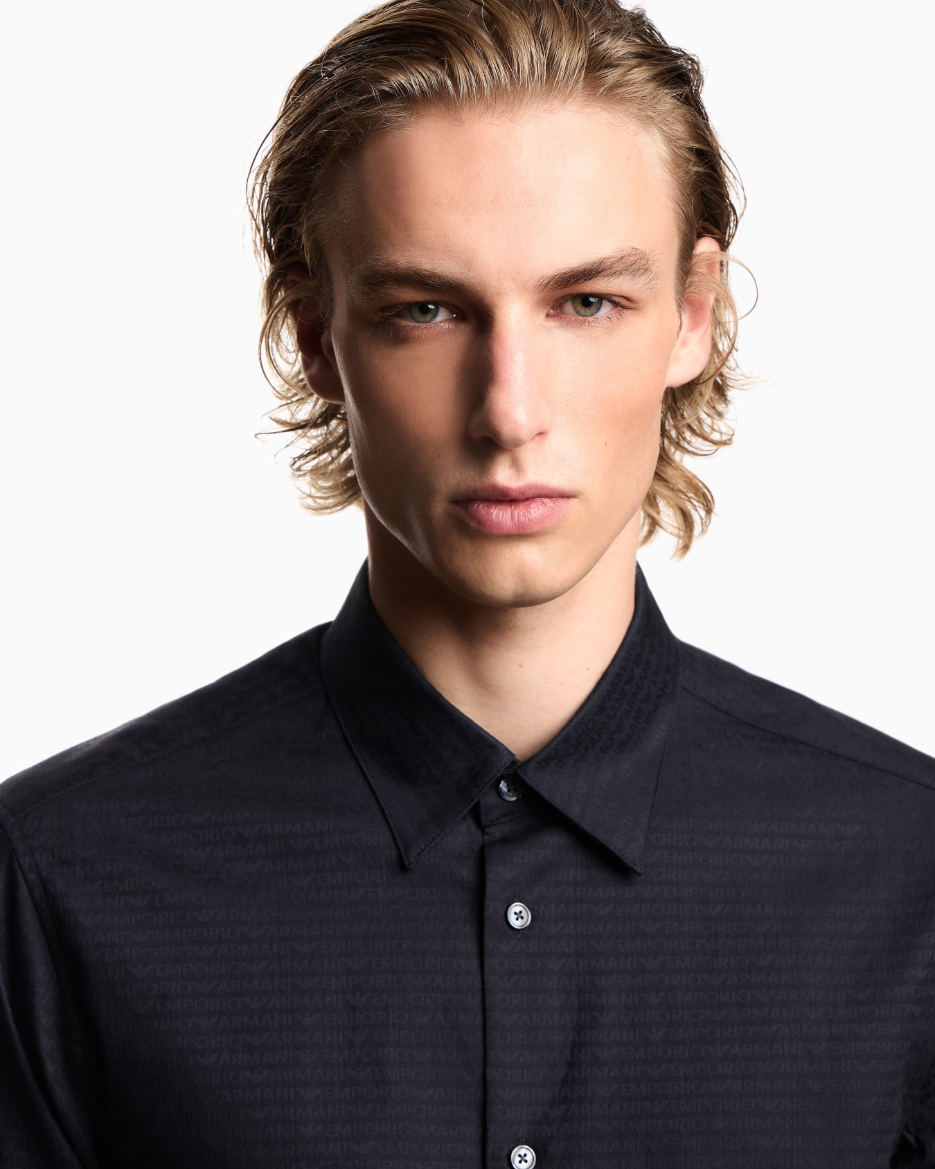 Camicia in tessuto jacquard lettering all over Slide 3