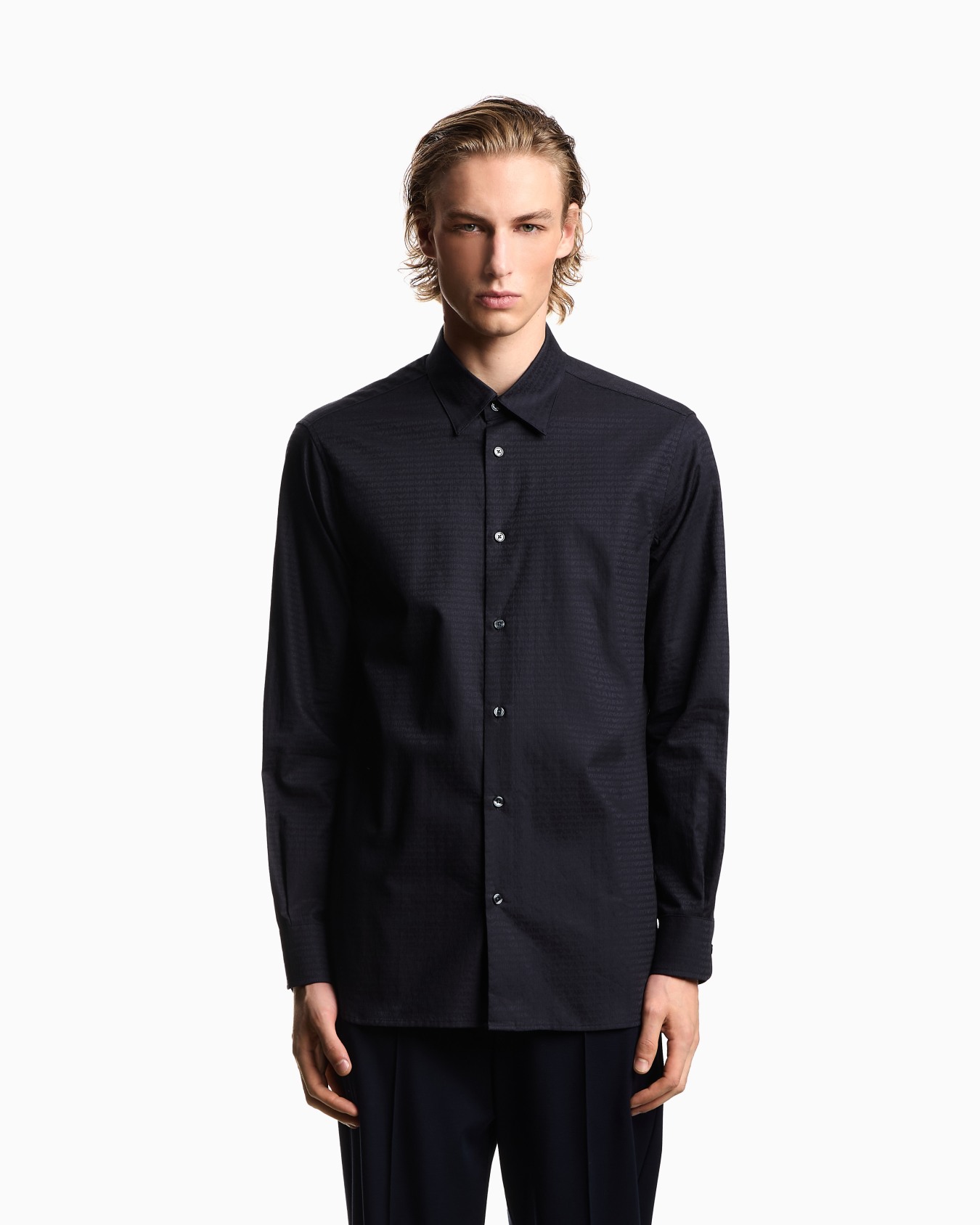 Camicia in tessuto jacquard lettering all over Slide 2