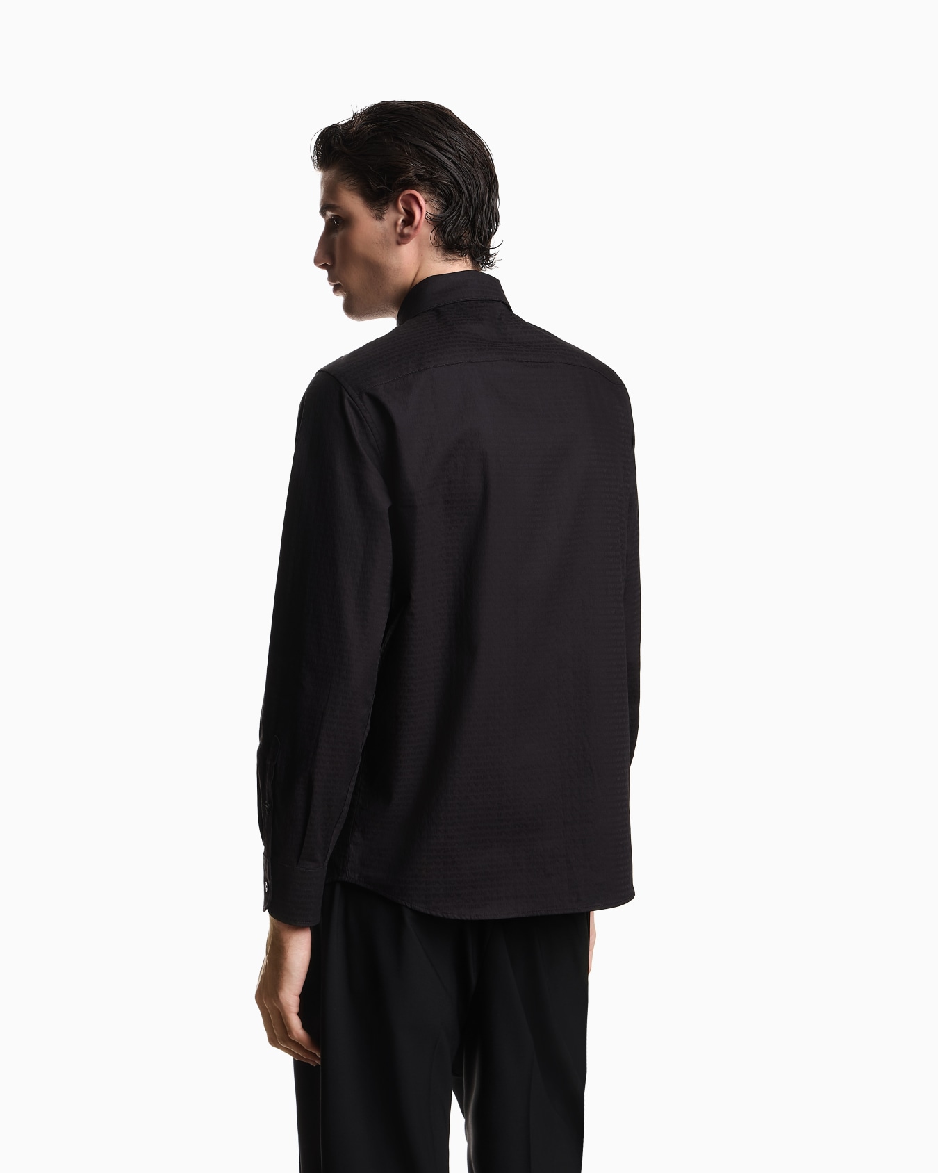 Jacquard shirt with all-over lettering Slide 2