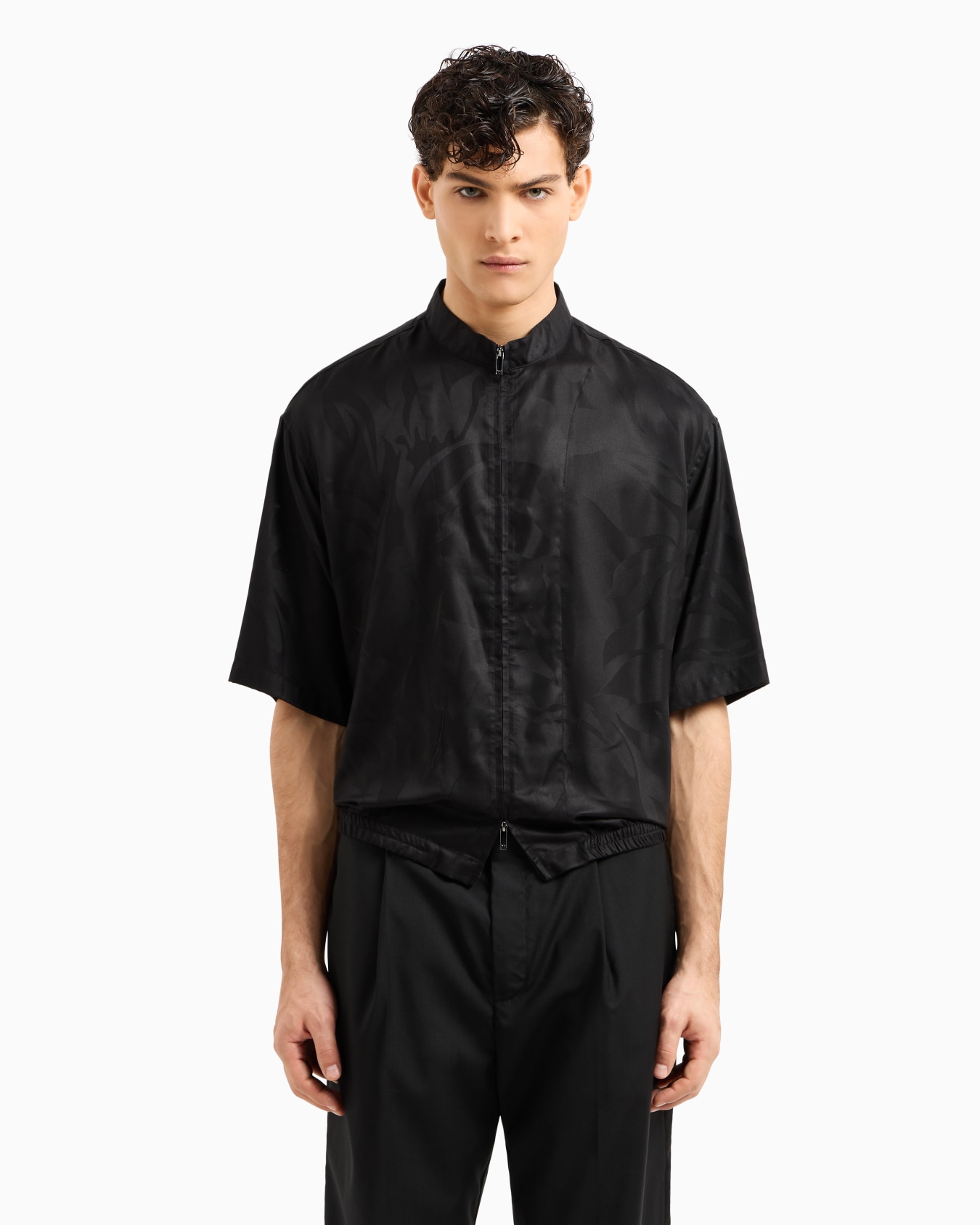 ASV full-zip shirt jacket in oversized floral Lyocell jacquard Slide 3