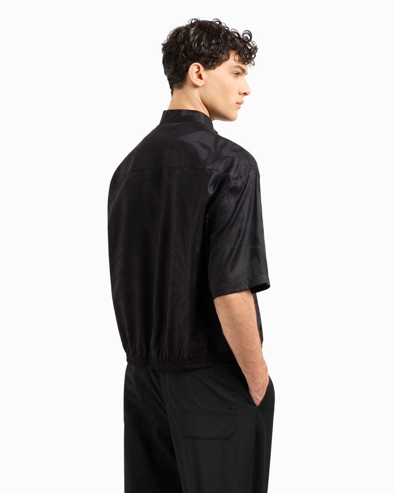 ASV full-zip shirt jacket in oversized floral Lyocell jacquard Slide 2