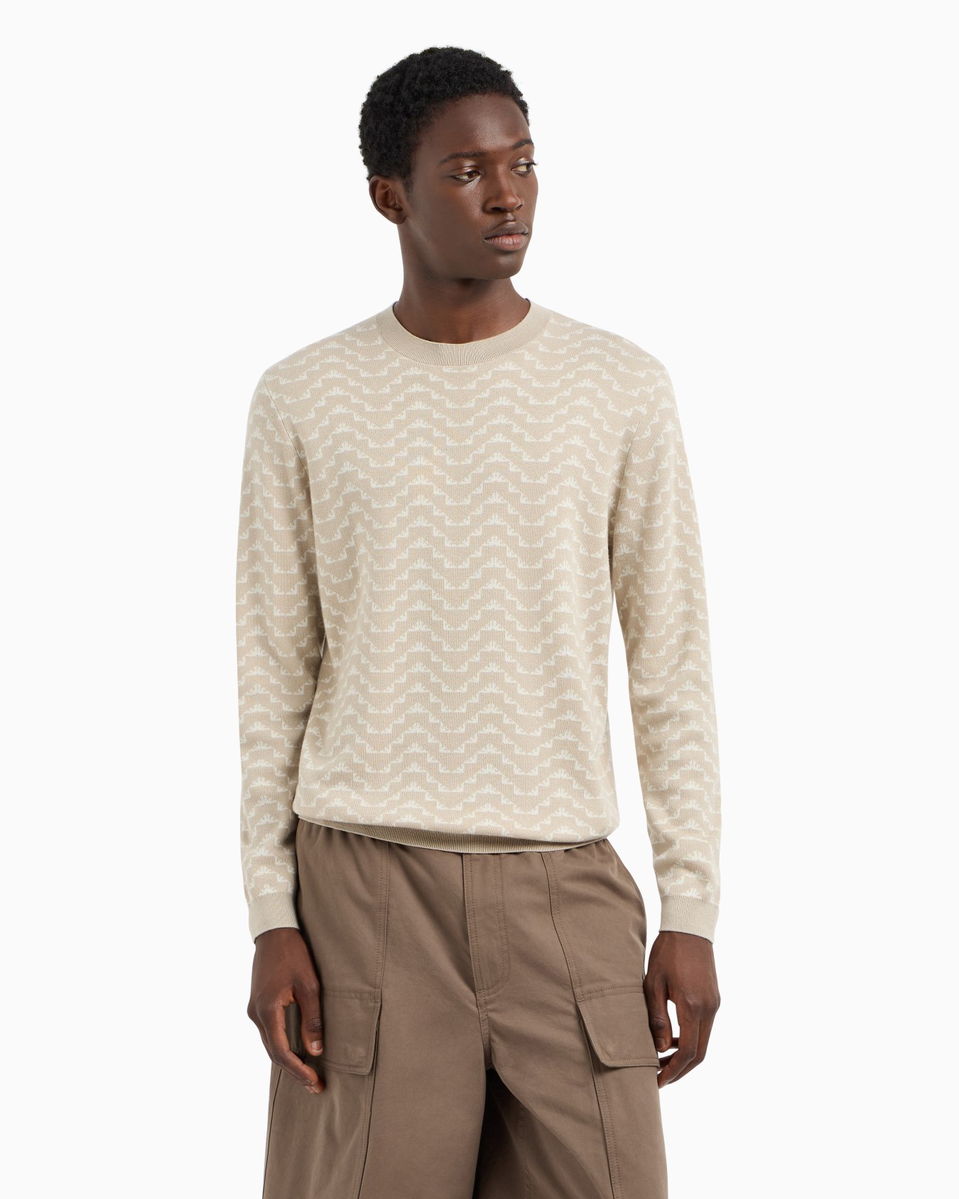 ASV Lyocell and virgin wool-blend jumper with all-over jacquard eagle Slide 3