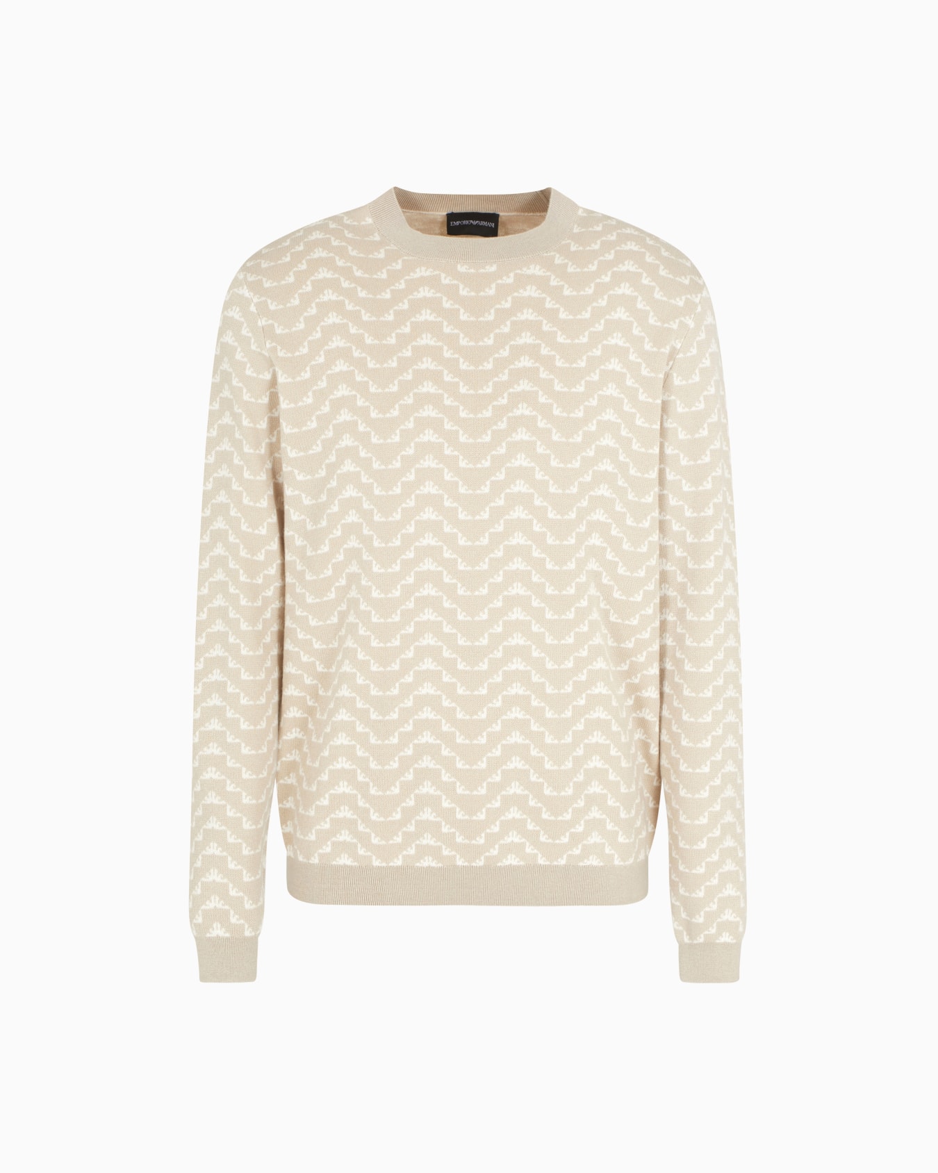 ASV Lyocell and virgin wool-blend jumper with all-over jacquard eagle Slide 0