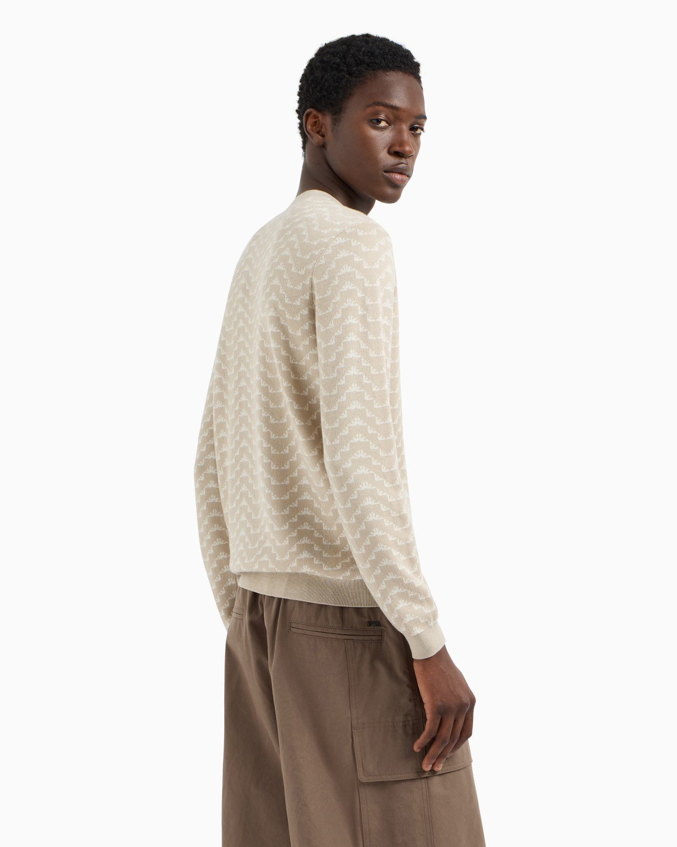 ASV Lyocell and virgin wool-blend jumper with all-over jacquard eagle Slide 2