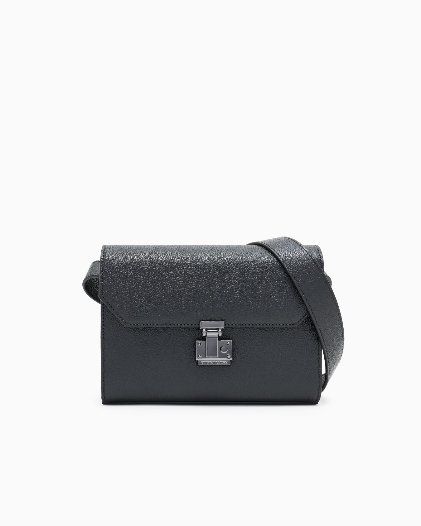 Borsa a tracolla con patta in pelle bottalata Slide 0