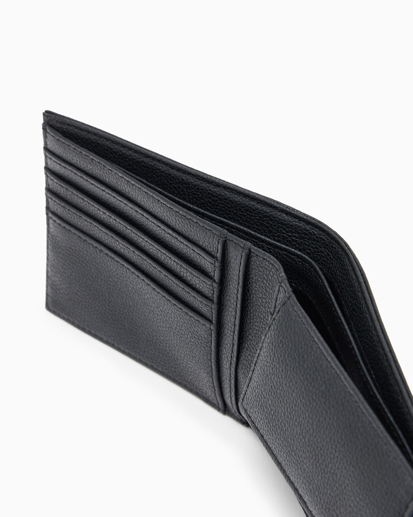 Tumbled-leather bi-fold wallet with outer pocket Slide 3