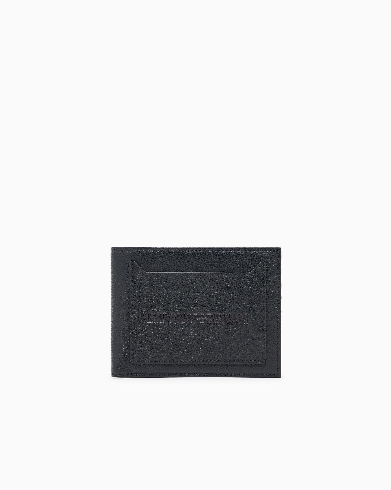 Tumbled-leather bi-fold wallet with outer pocket Slide 0