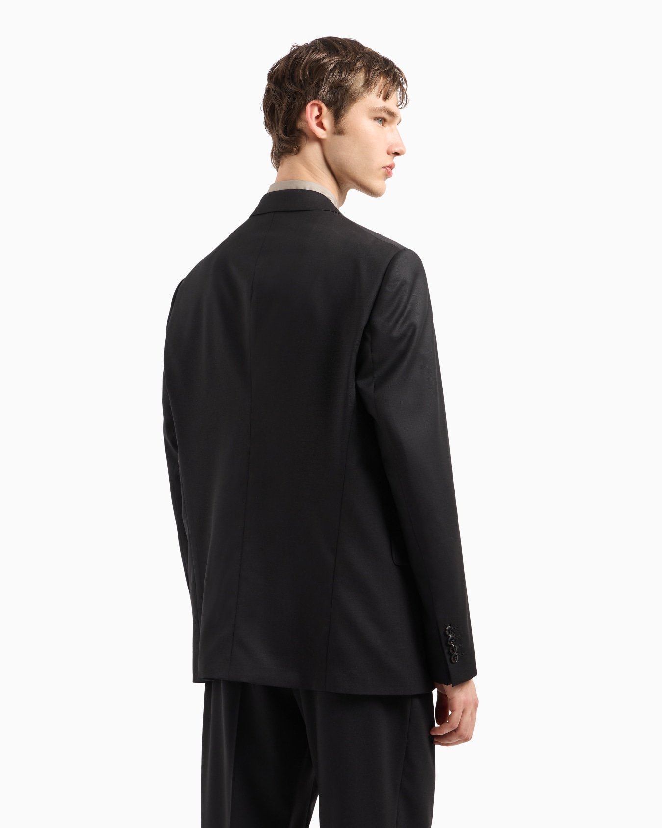 Chambray-effect silk-wool blazer with oversized embroidery Slide 3