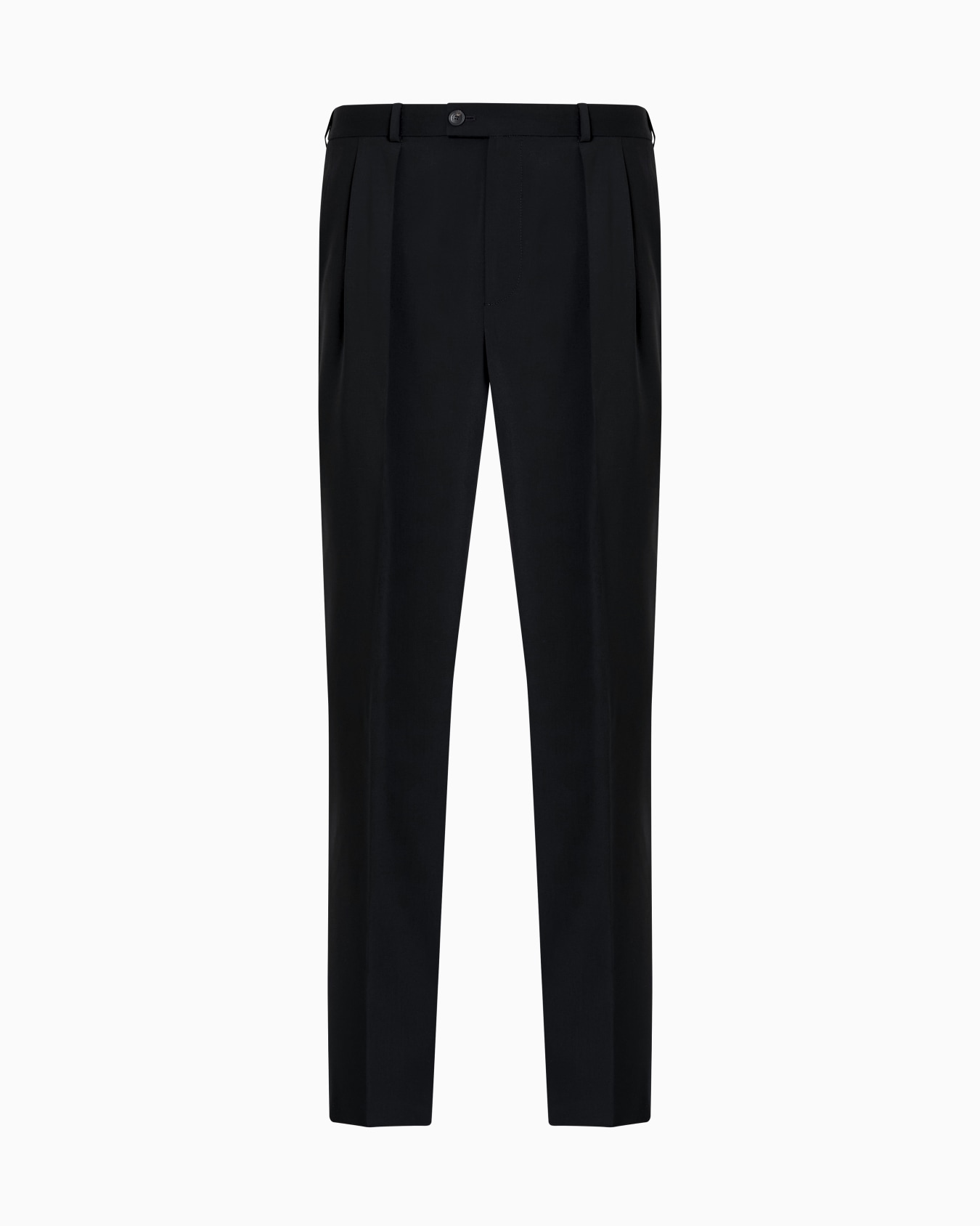 Tropical light wool canvas trousers with pleats Slide 0