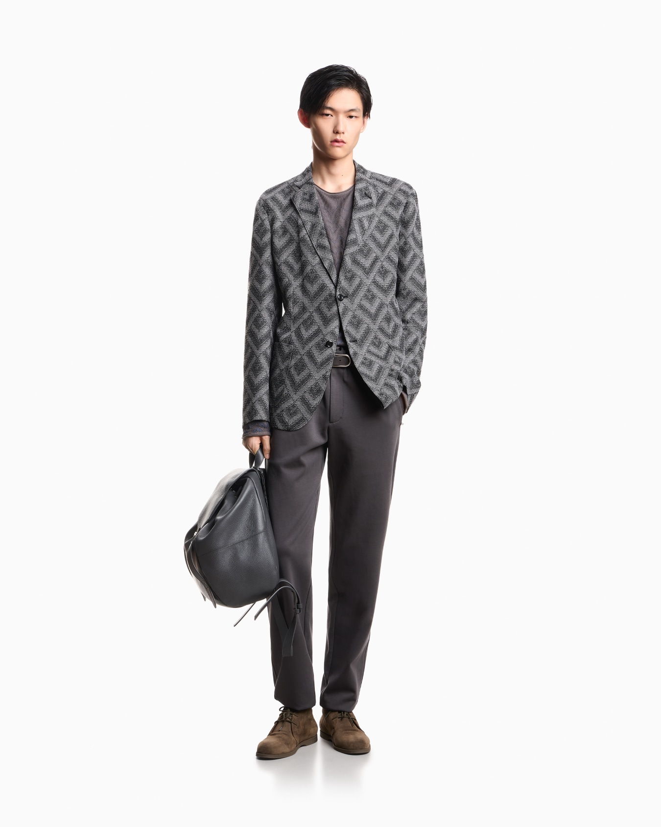 Straight-leg trousers in a modal cotton and wool jersey Slide 1