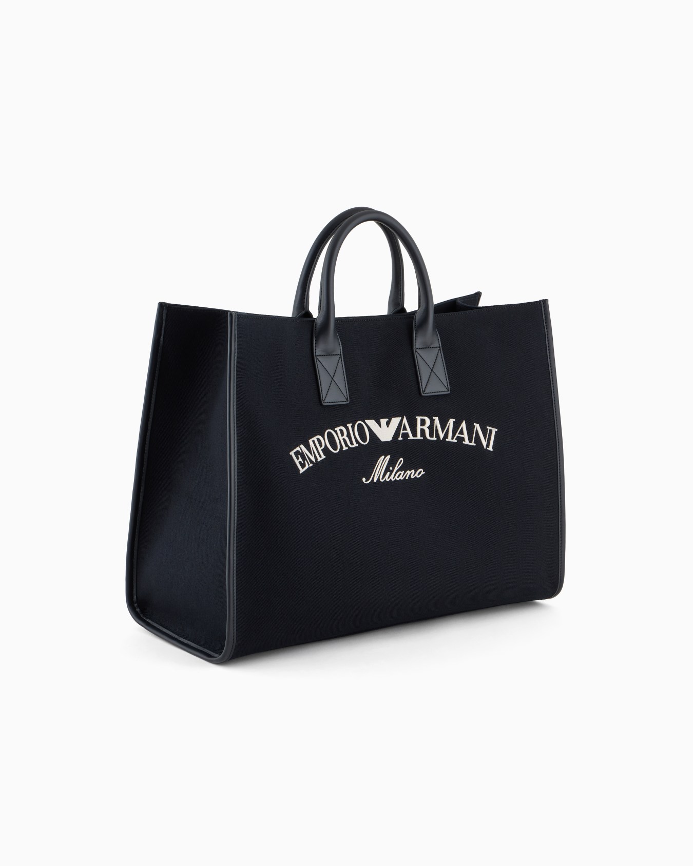 Canvas shopper bag with logo embroidery Slide 1