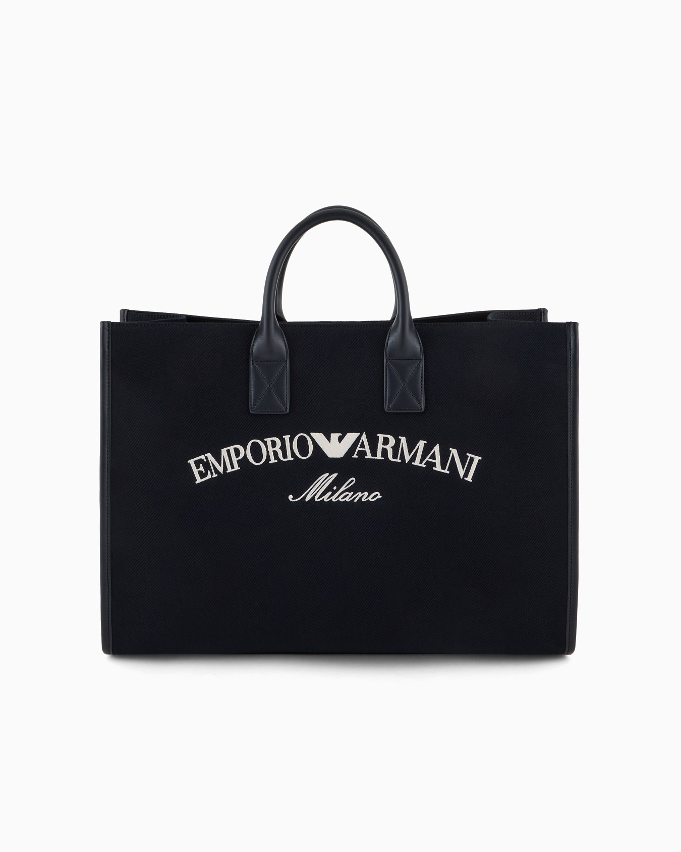 Canvas shopper bag with logo embroidery Slide 0