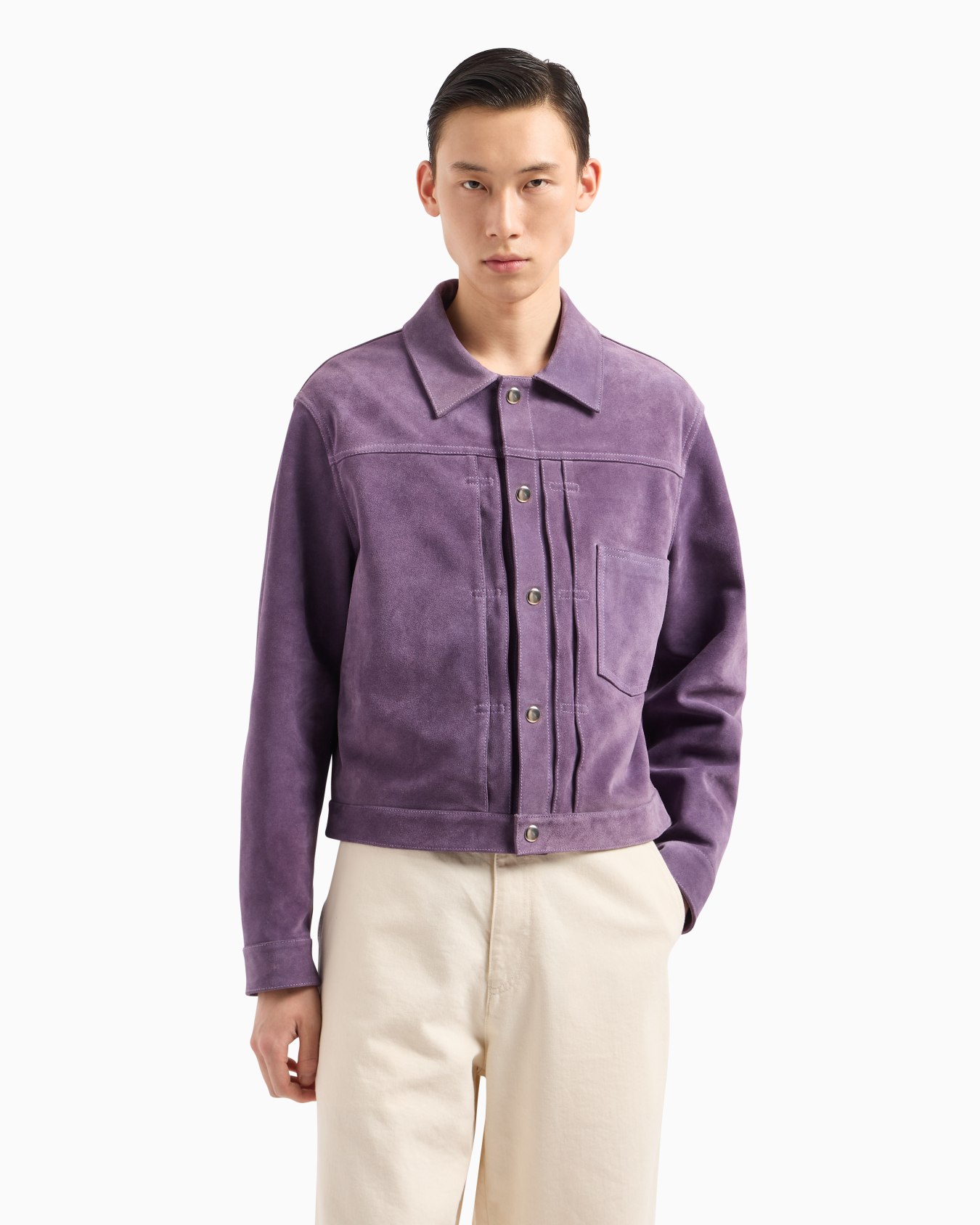 Blouson coupe décontractée en croûte de veau suédé Diapositive 4