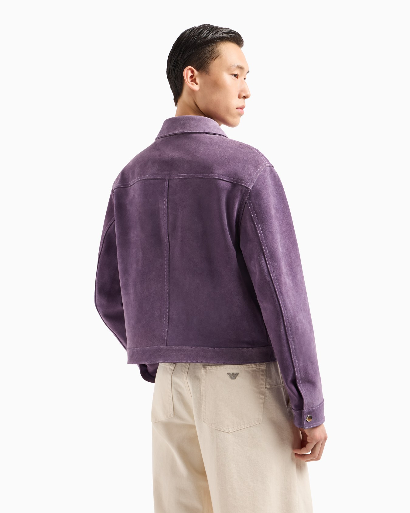 Blouson coupe décontractée en croûte de veau suédé Diapositive 3
