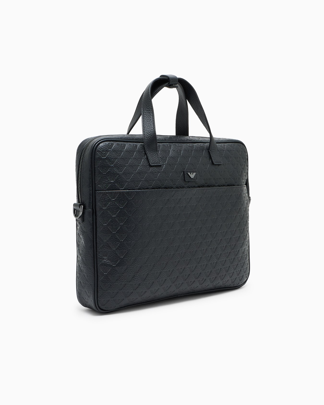 Business bag in leather with all-over embossed eagle Slide 1
