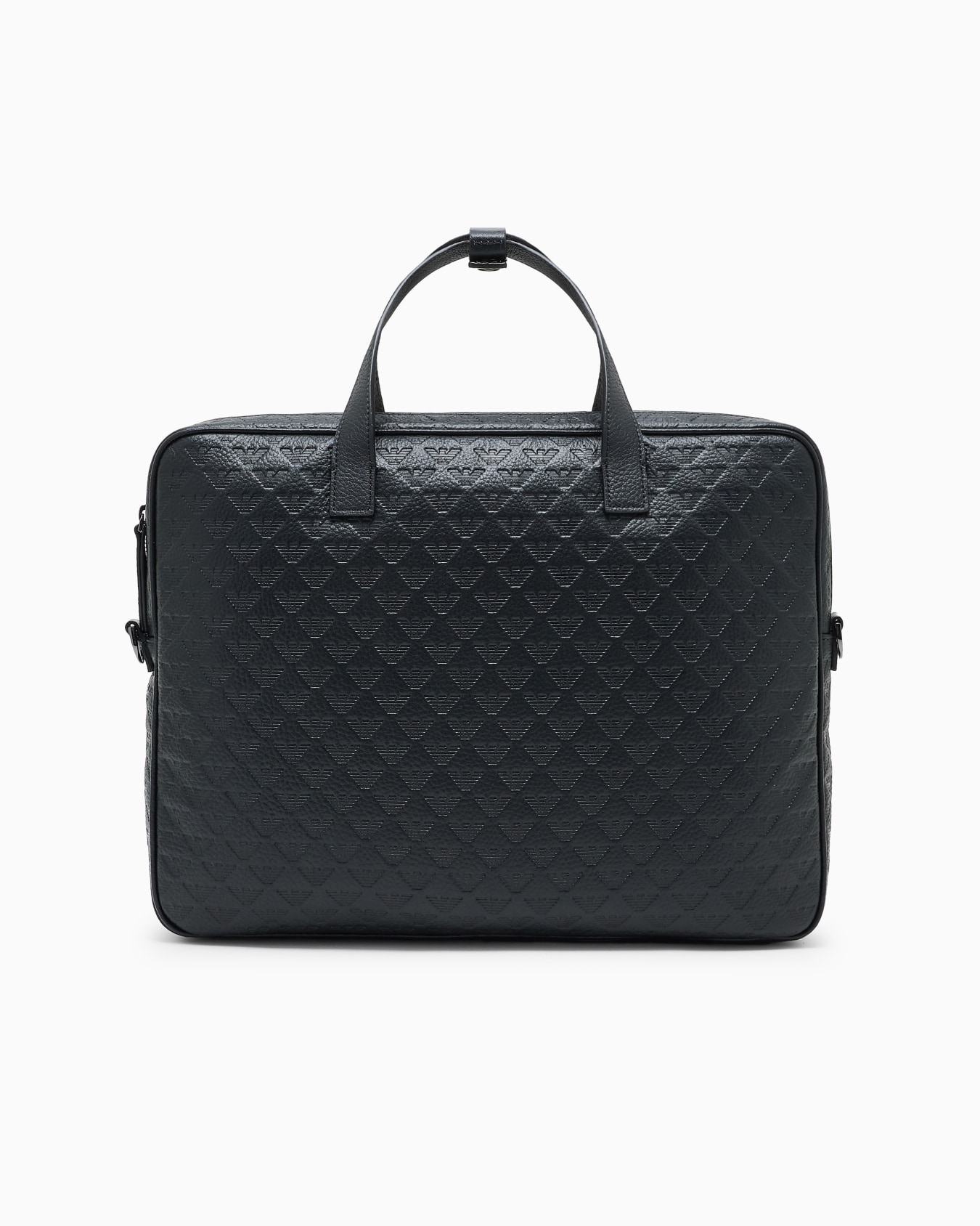 Business bag in leather with all-over embossed eagle Slide 2
