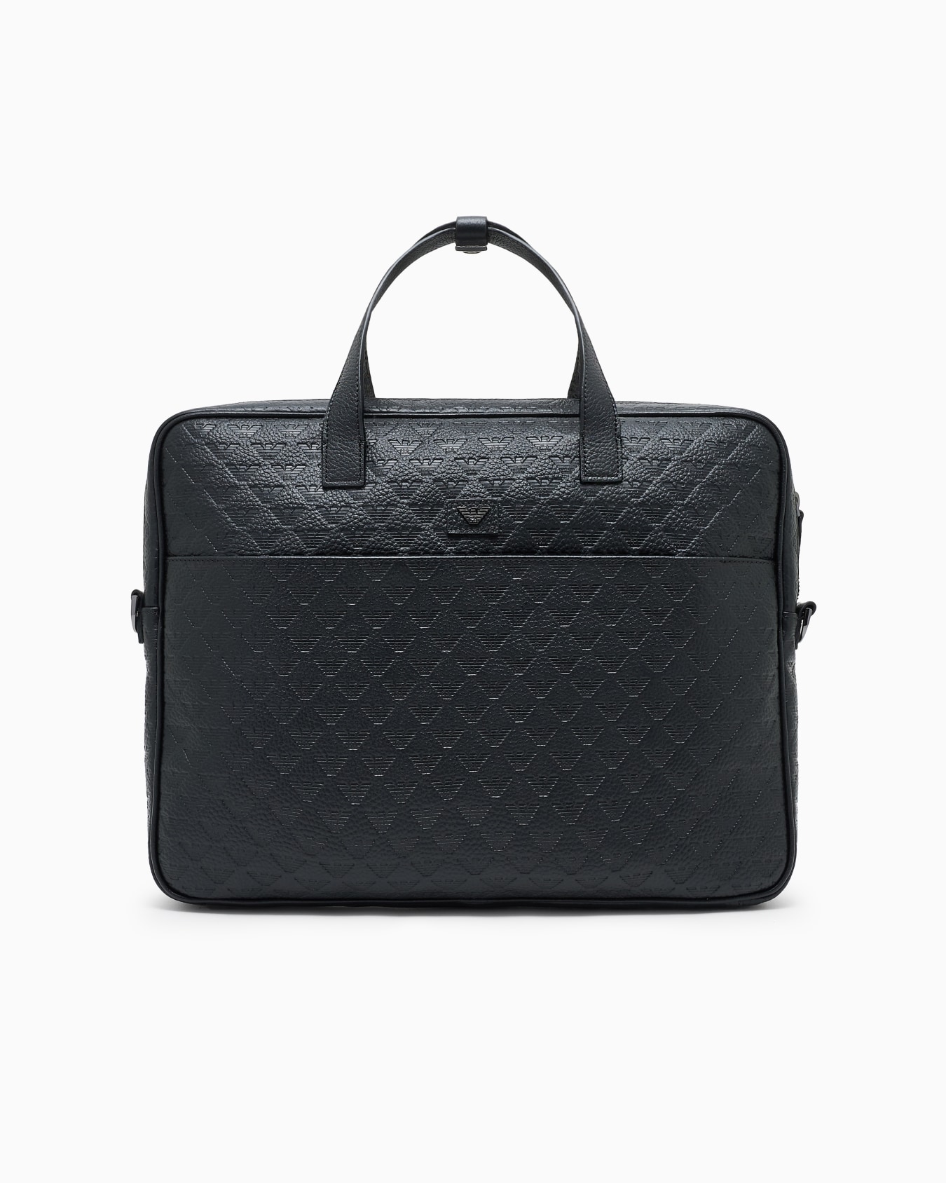 Business bag in leather with all-over embossed eagle Slide 0
