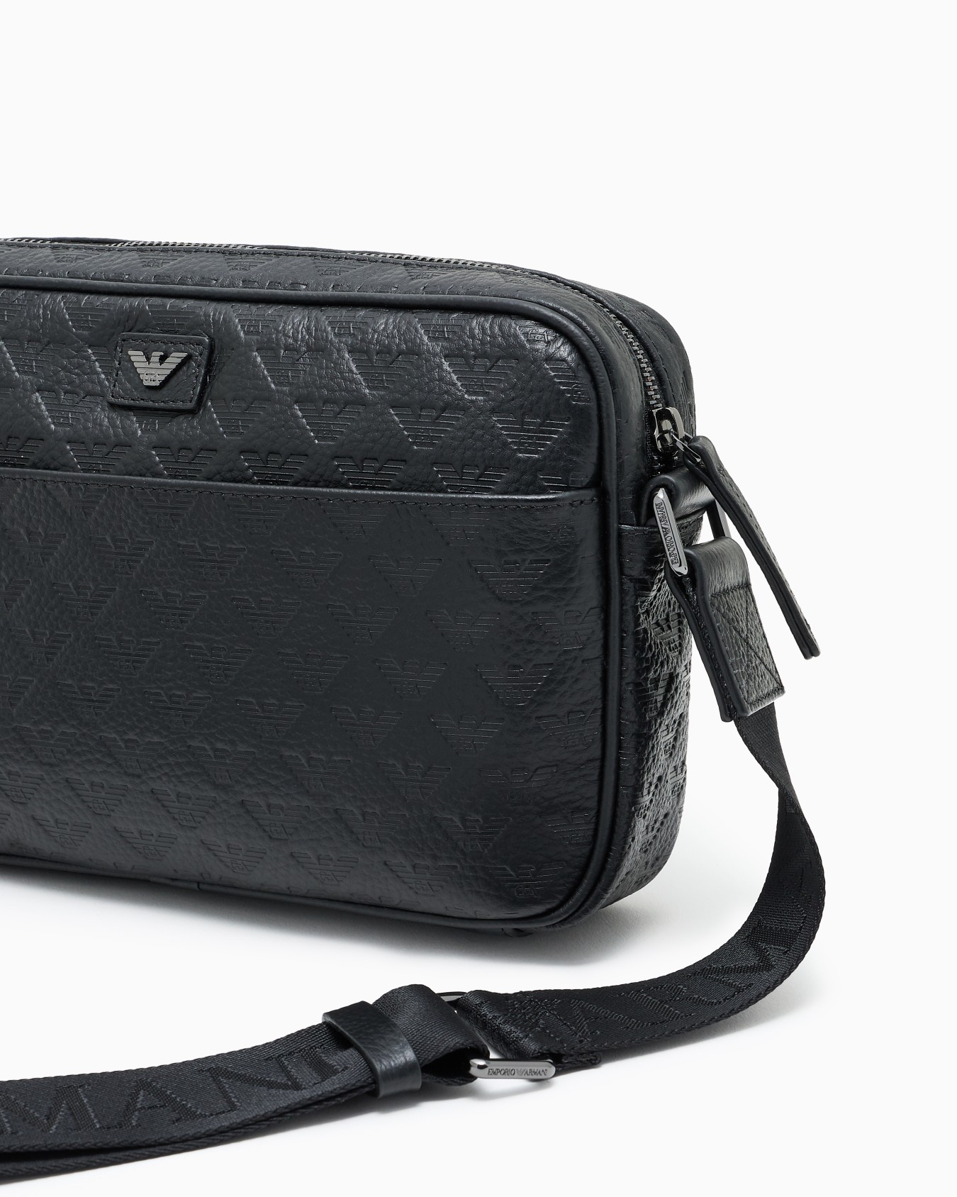 Leather shoulder bag with all-over embossed eagle  Slide 4