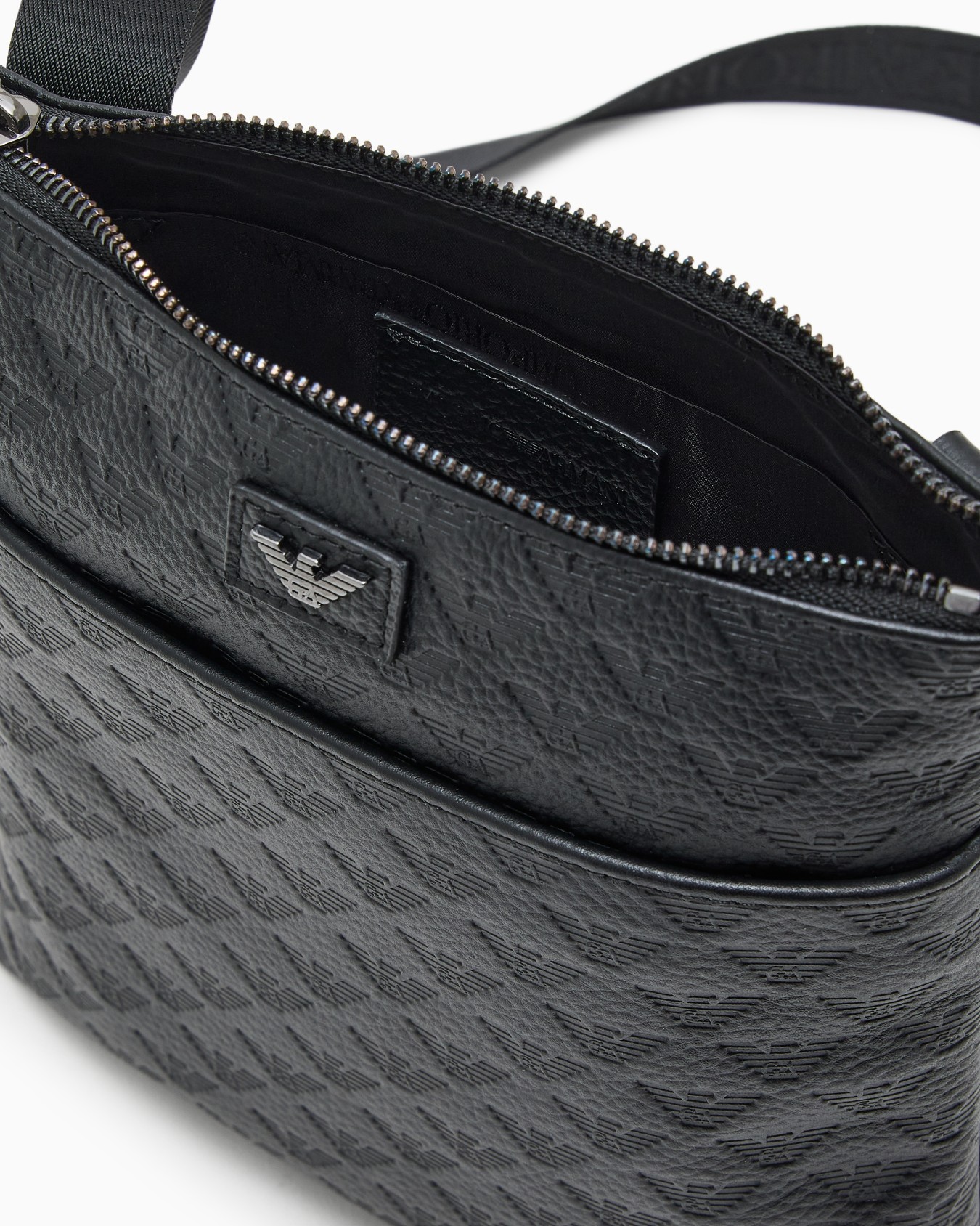 Bandoulière plate en cuir avec aigle en relief all over  Diapositive 3