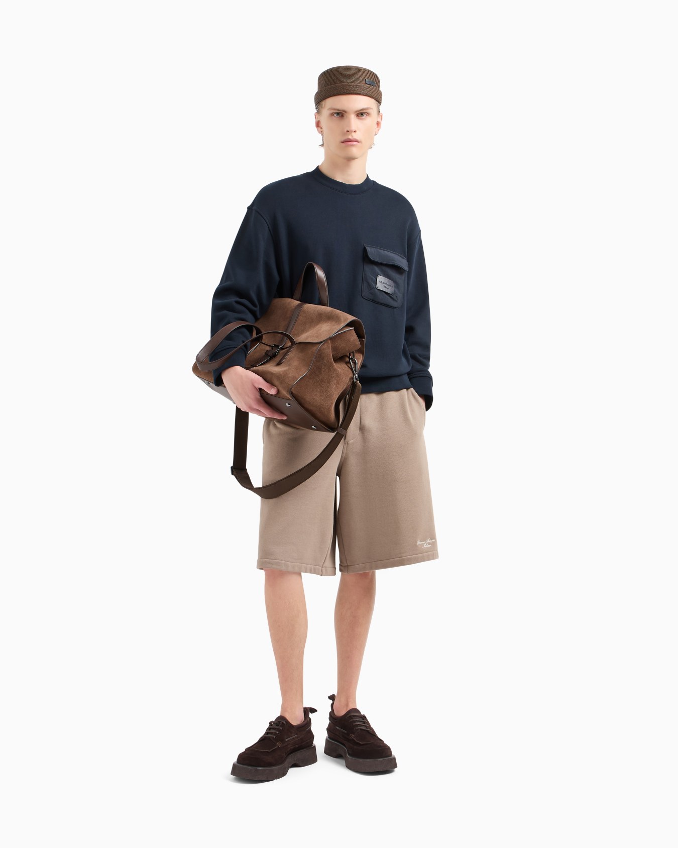 French terry jersey Bermuda shorts with logo embroidery Slide 2