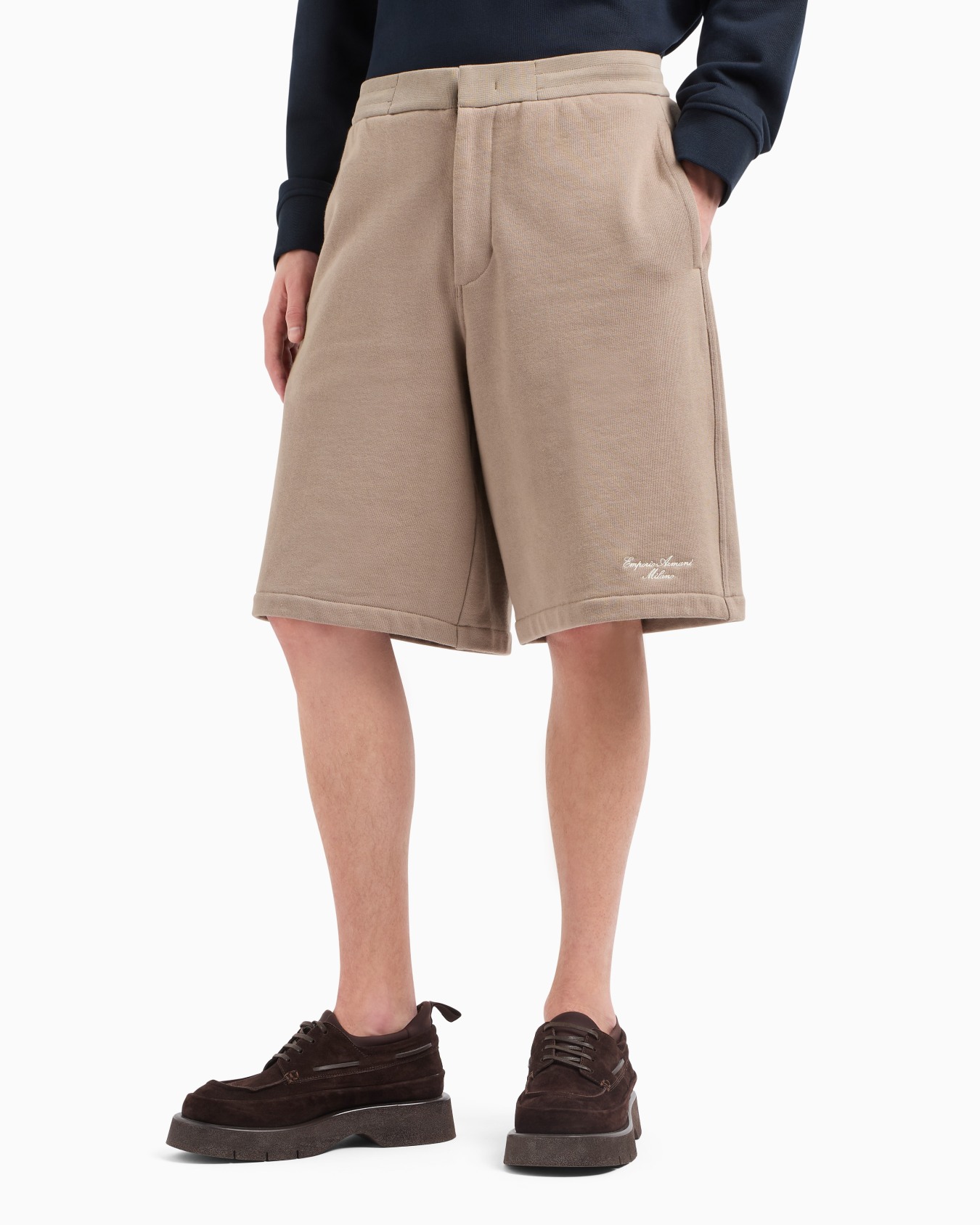 French terry jersey Bermuda shorts with logo embroidery Slide 4