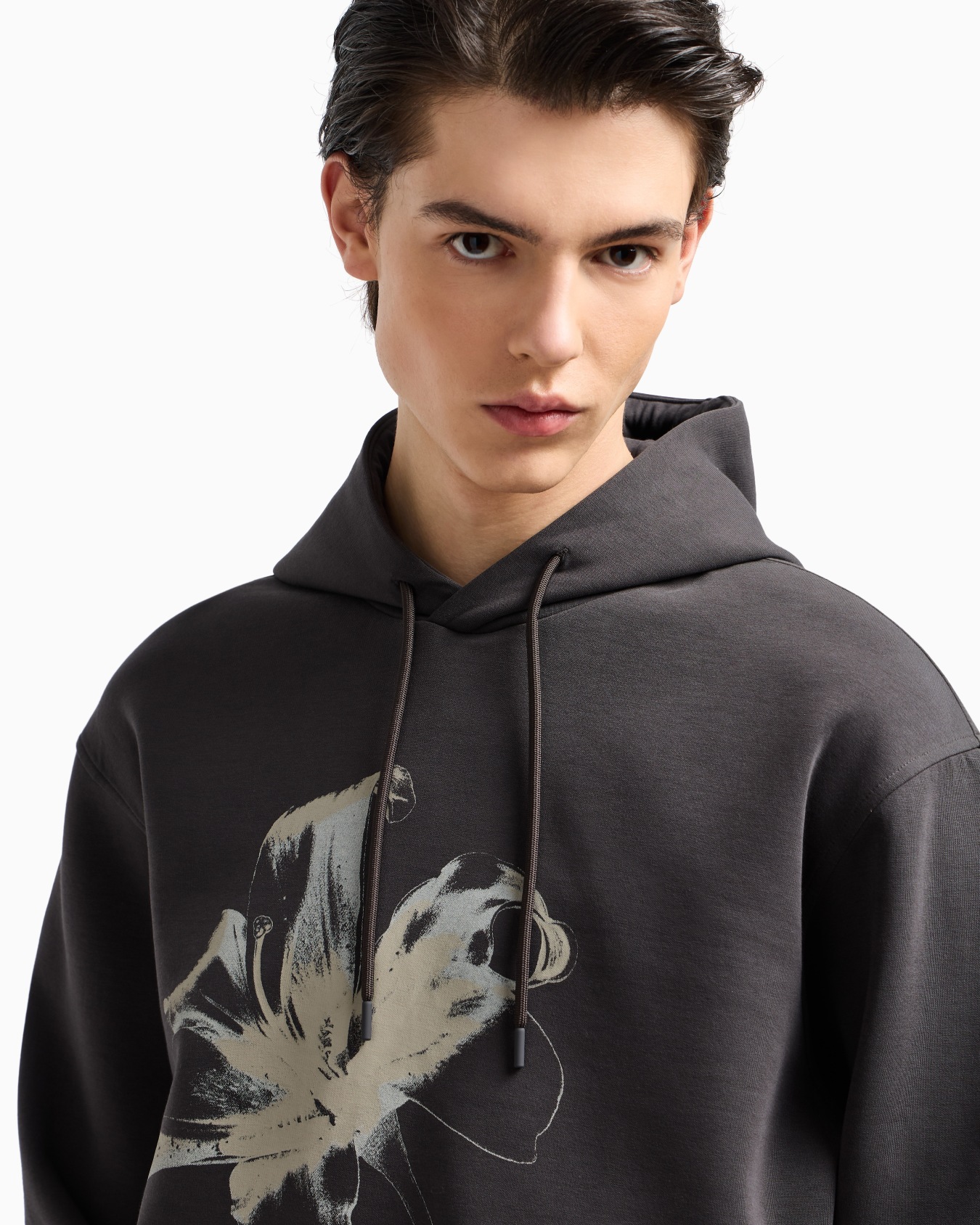 ASV Loose-fit hooded sweatshirt in double jersey with an oversized lily print Slide 5