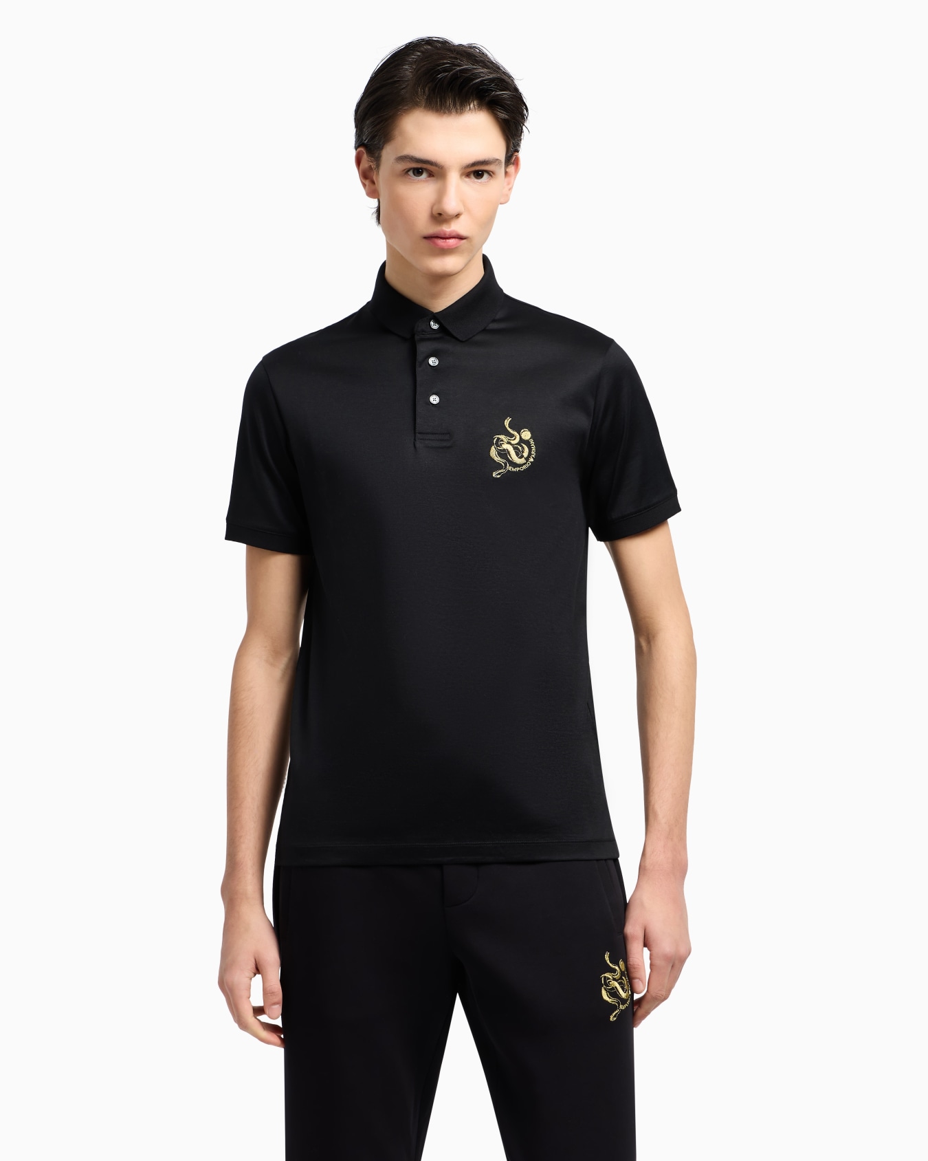 Polo en jersey mélange lyocell avec broderie ASV Diapositive 4