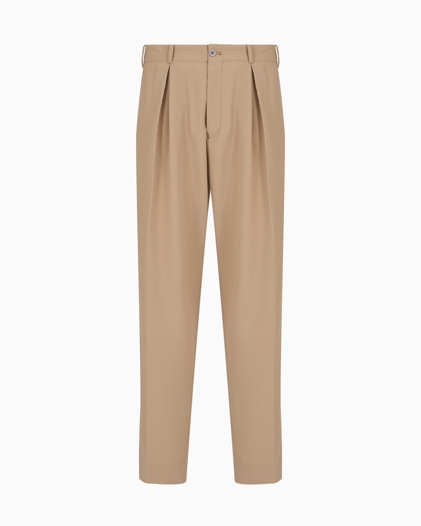 Pantalon à pinces en jersey crêpe micro texturé effet piqué Icon Diapositive 0
