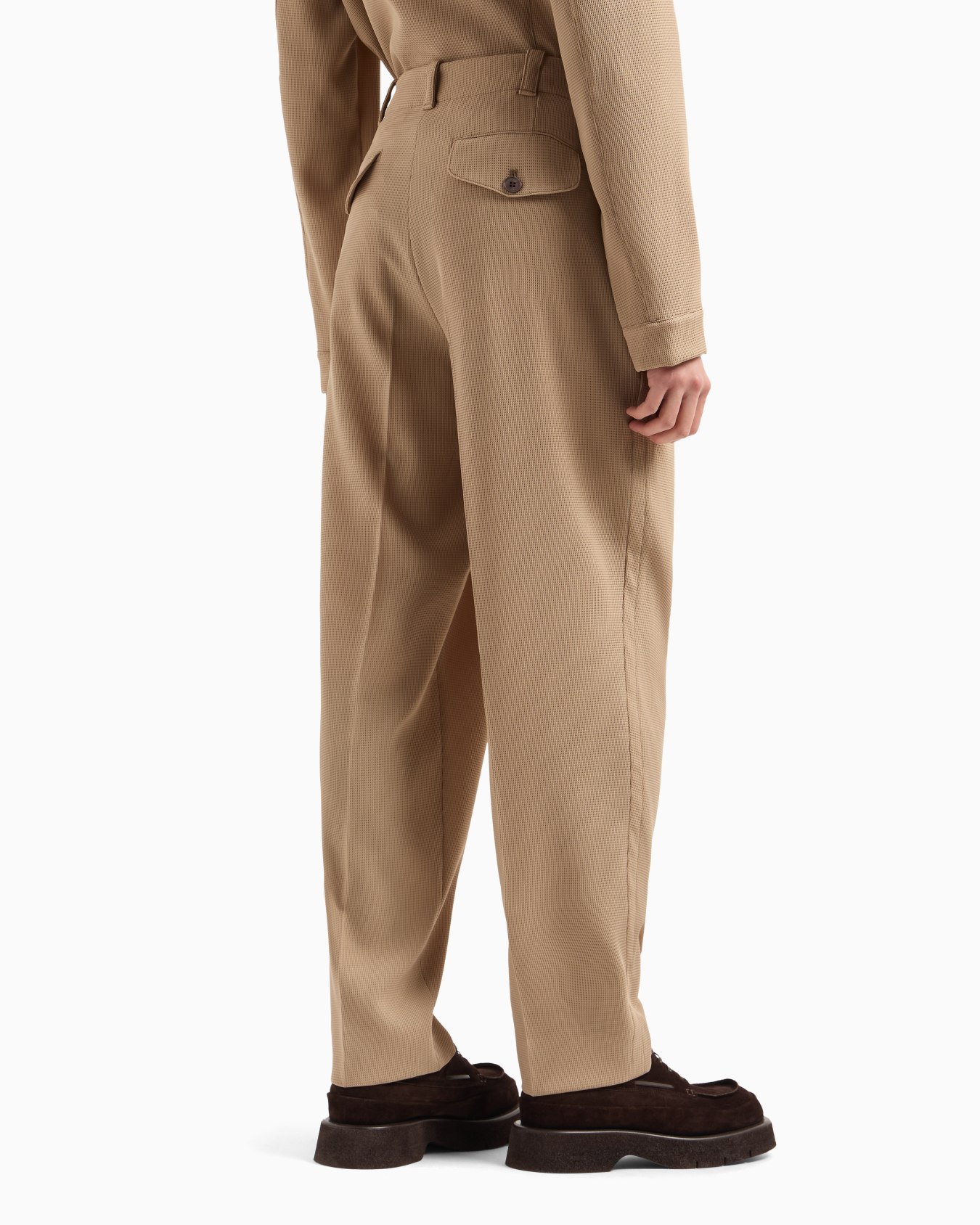 Pantalon à pinces en jersey crêpe micro texturé effet piqué Icon Diapositive 3