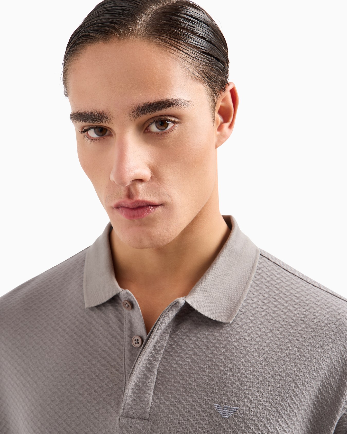Polo in jersey jacquard a rilievo effetto 3D Slide 4