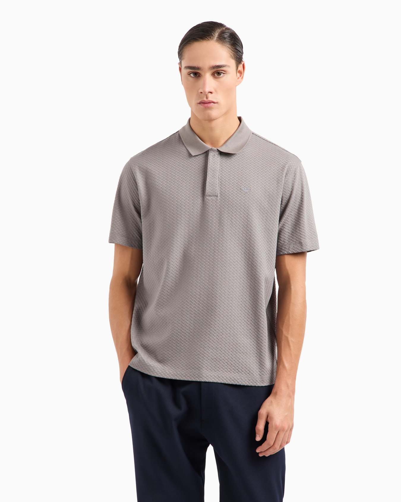 Polo in jersey jacquard a rilievo effetto 3D Slide 3