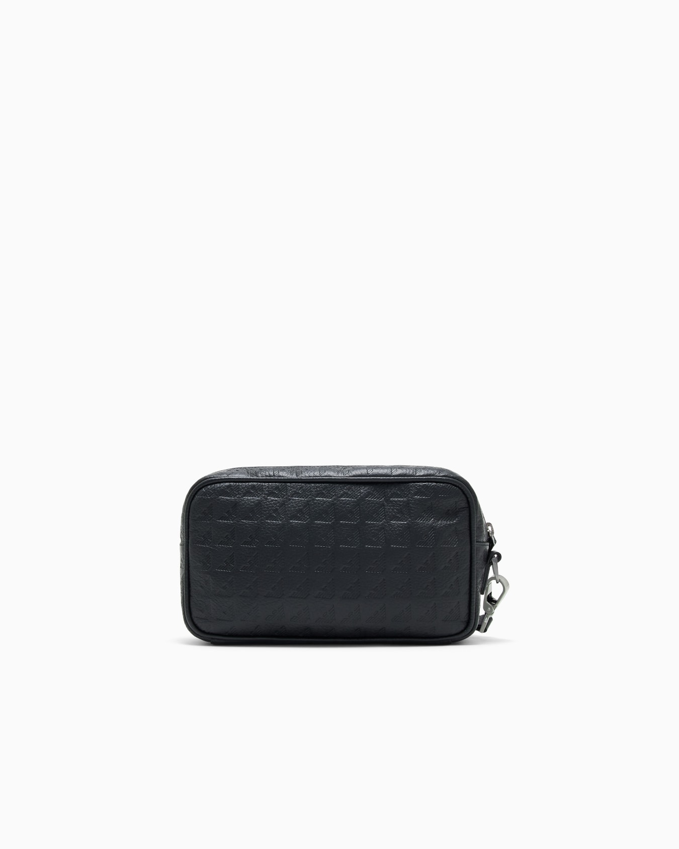 Leather washbag with all-over embossed eagle Slide 1