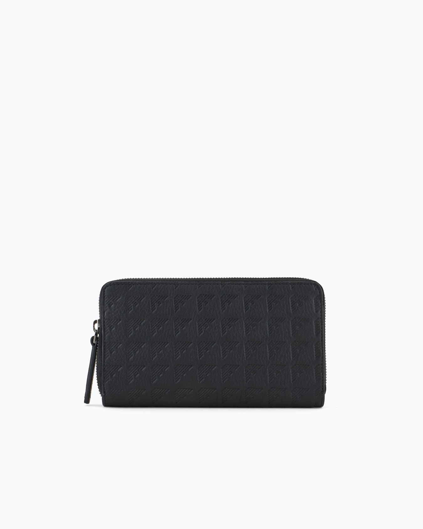 Zip-around leather wallet with all-over embossed eagle Slide 1