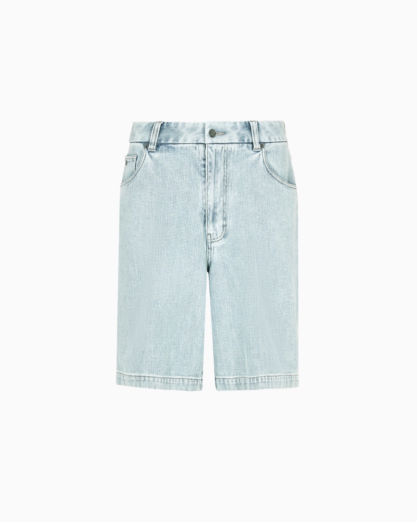 Five-pocket denim-effect dobby fabric Bermuda shorts Slide 0