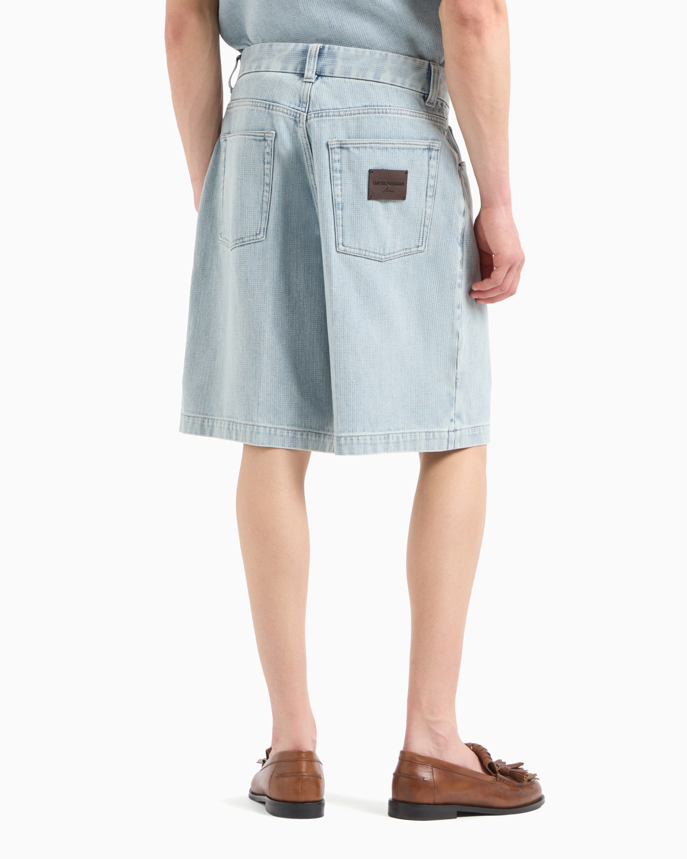 Five-pocket denim-effect dobby fabric Bermuda shorts Slide 3