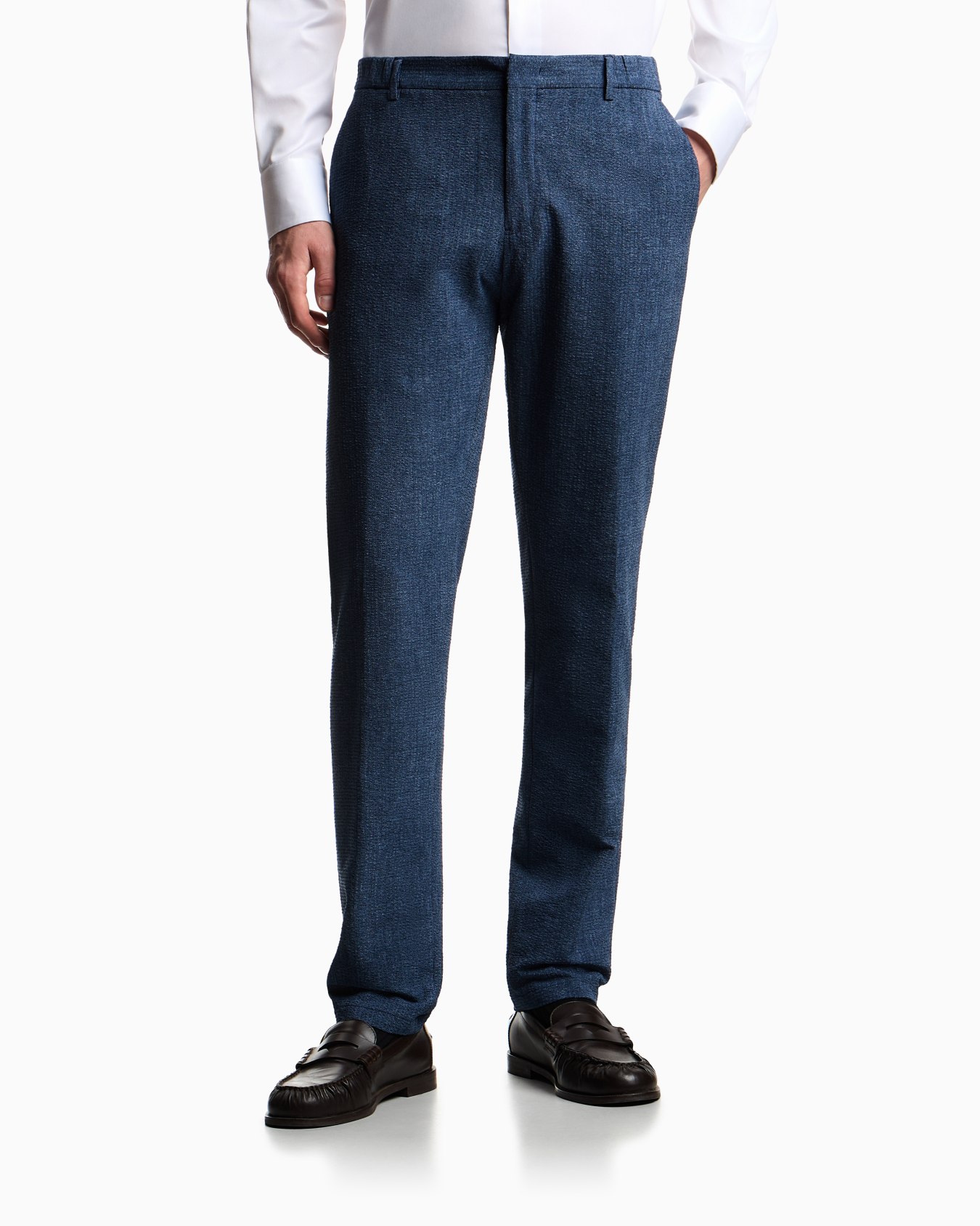 Printed seersucker fabric trousers Slide 3