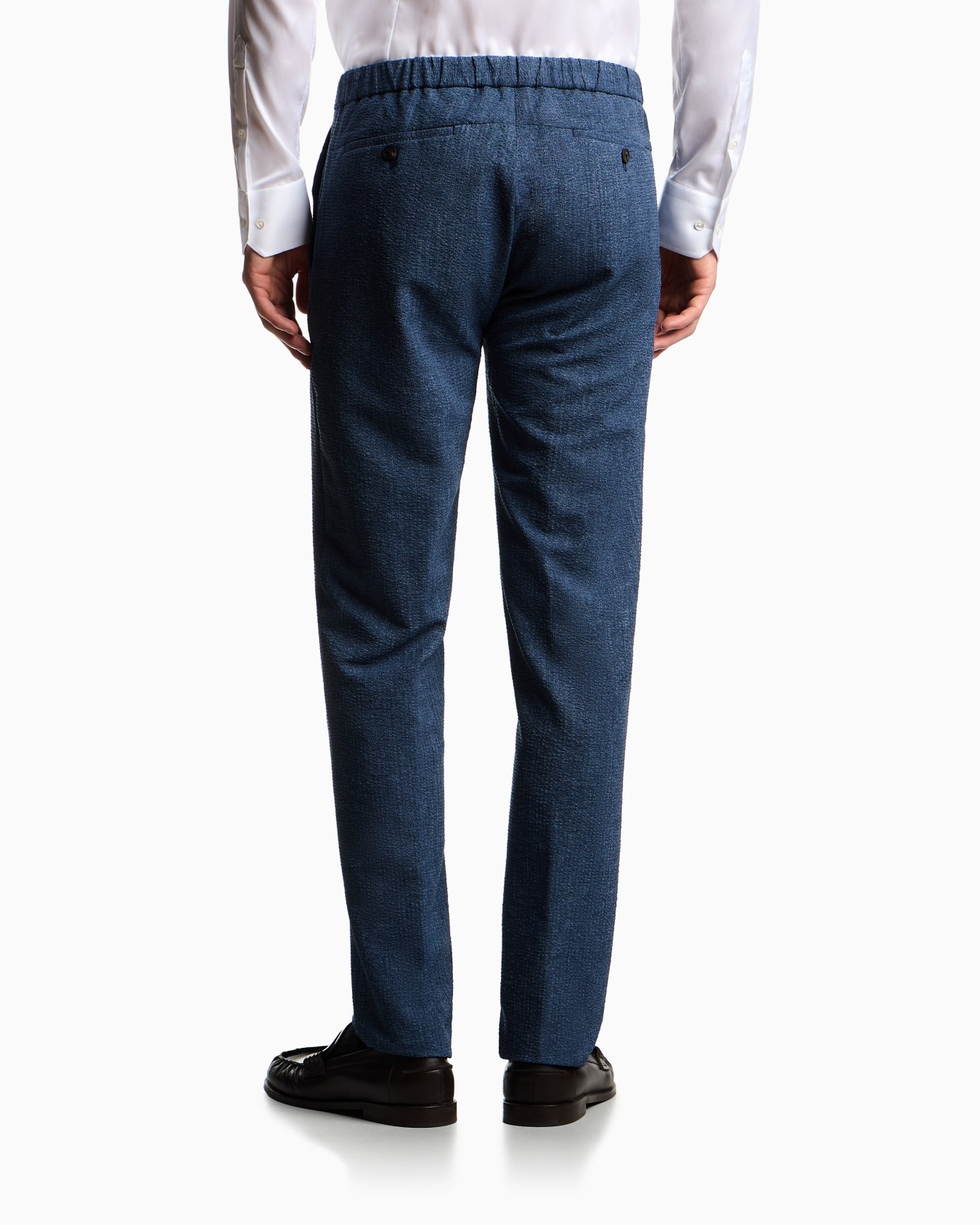 Printed seersucker fabric trousers Slide 2