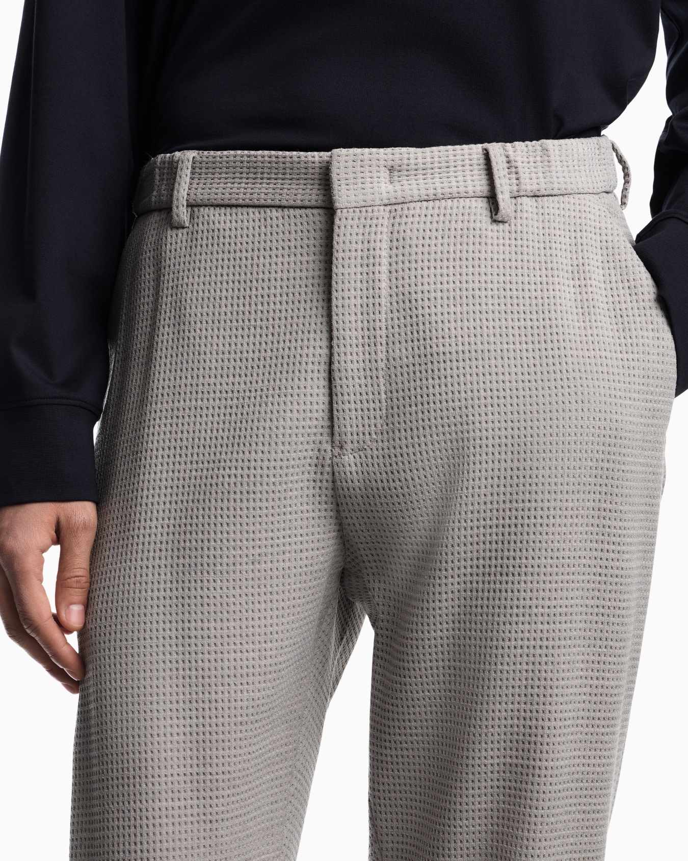 3D waffle-effect wool-jersey trousers Slide 6
