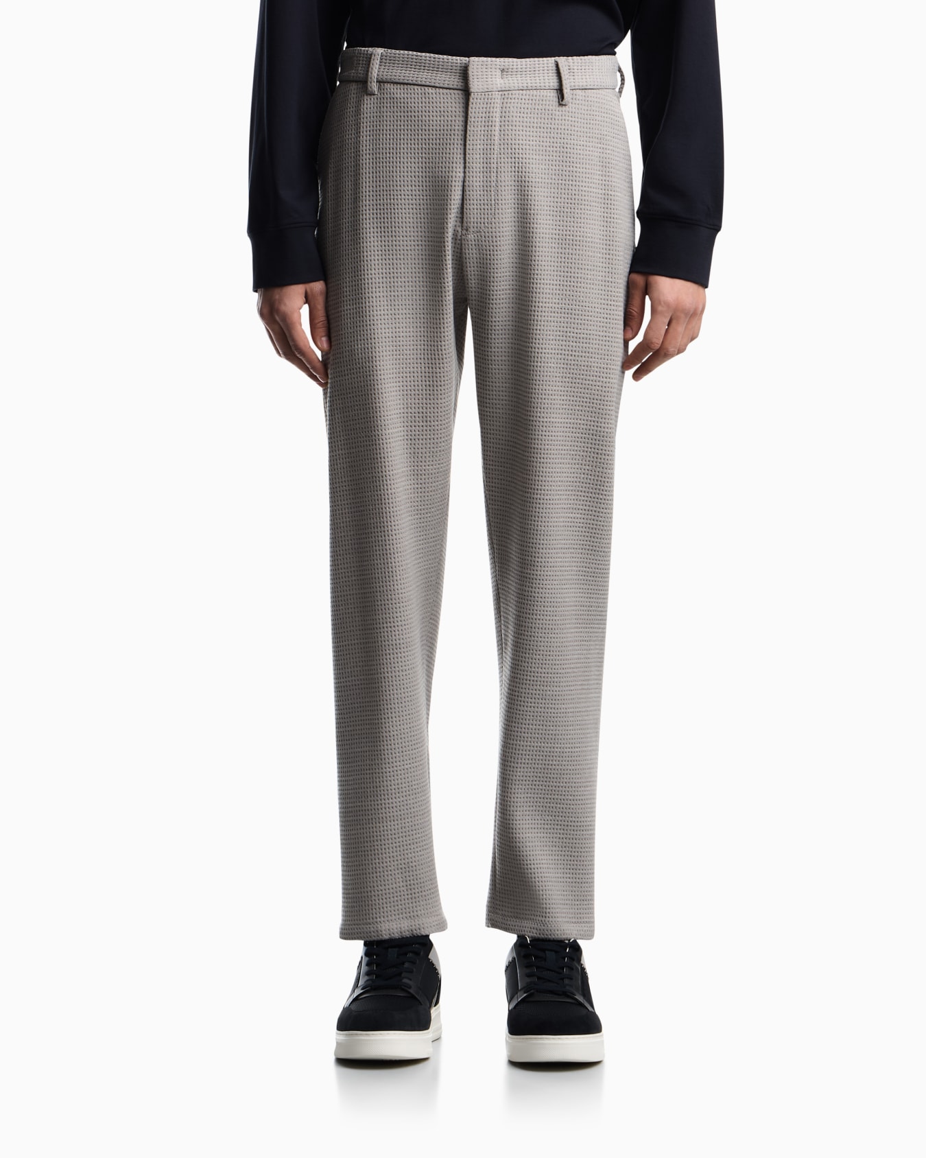 3D waffle-effect wool-jersey trousers Slide 3