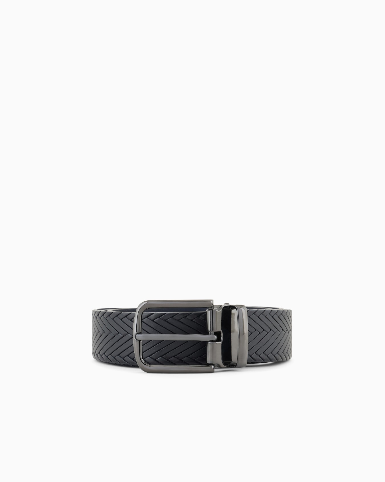 Leather belt with braided print Slide 0