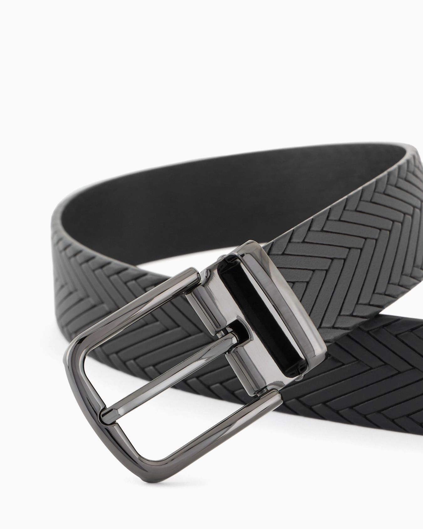 Leather belt with braided print Slide 1