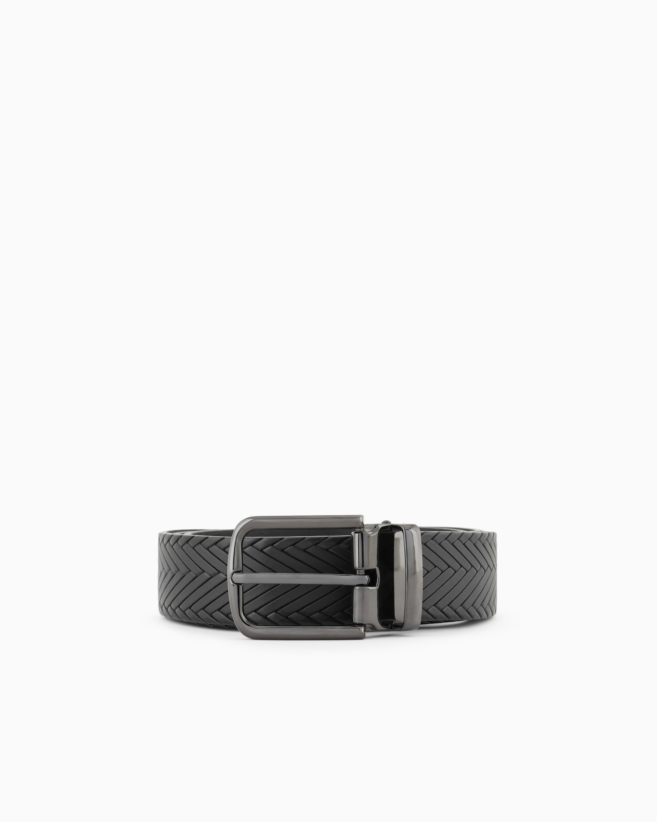 Leather belt with braided print Slide 0